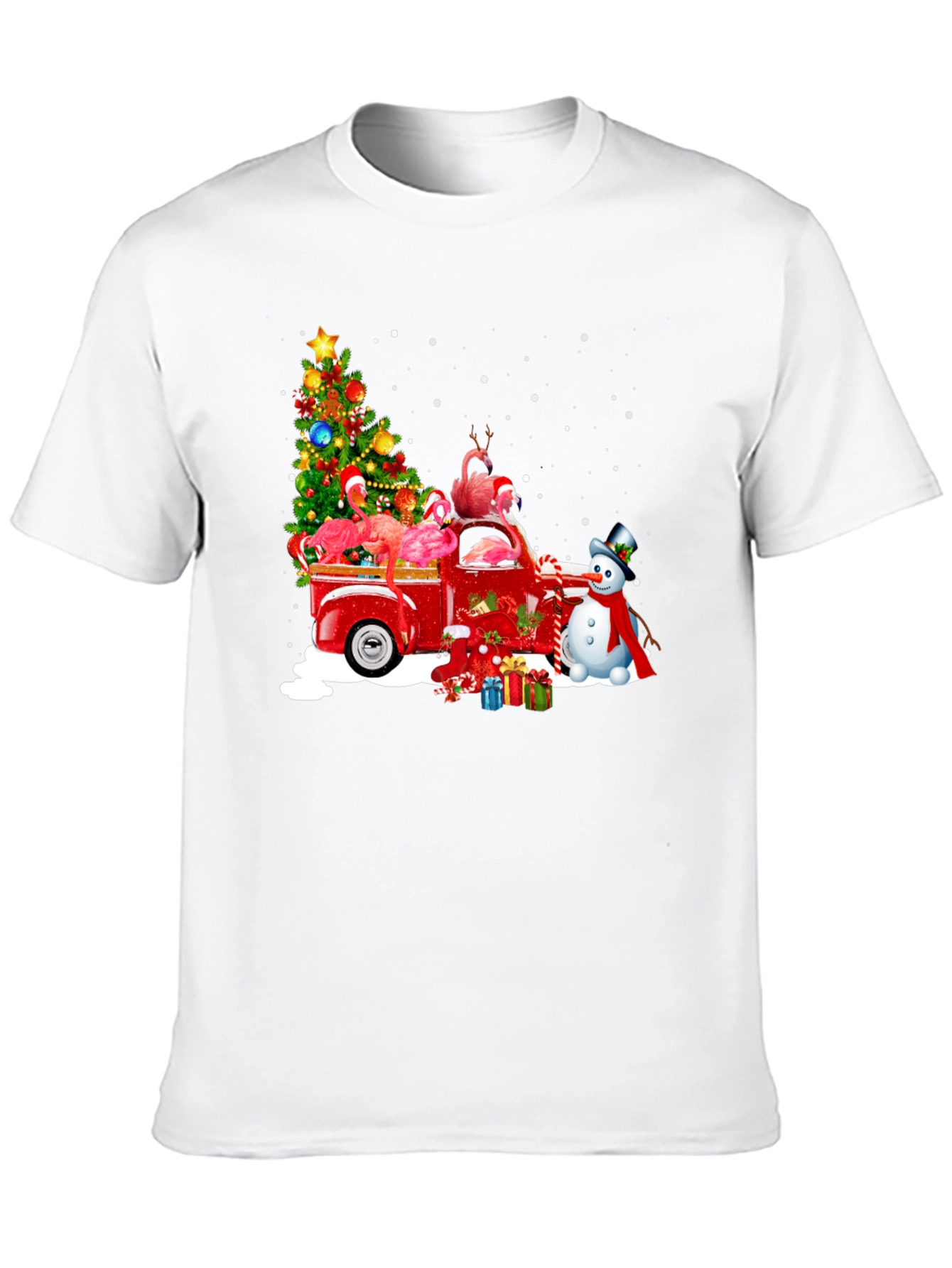 Flamingo Christmas Truck T-Shirt
