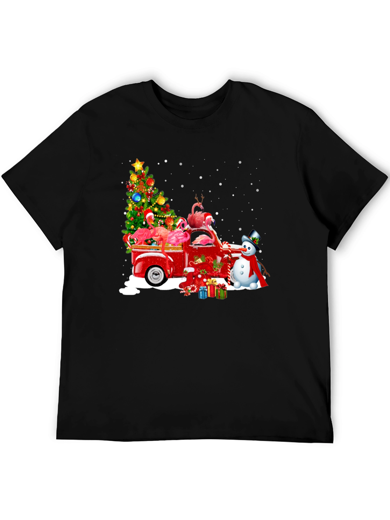 Flamingo Christmas Truck T-Shirt