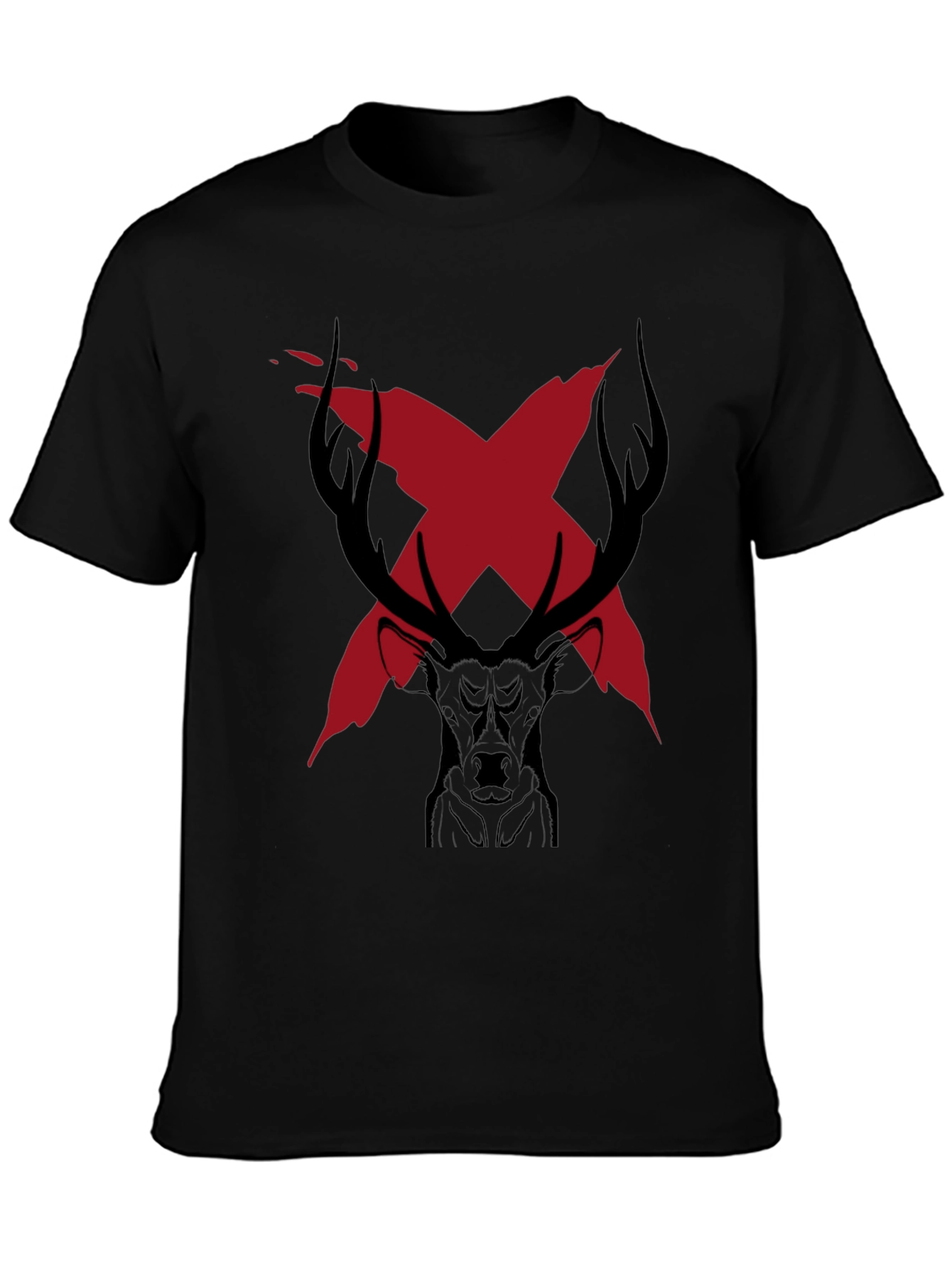 Edgy Deer Graphic Tee - Black