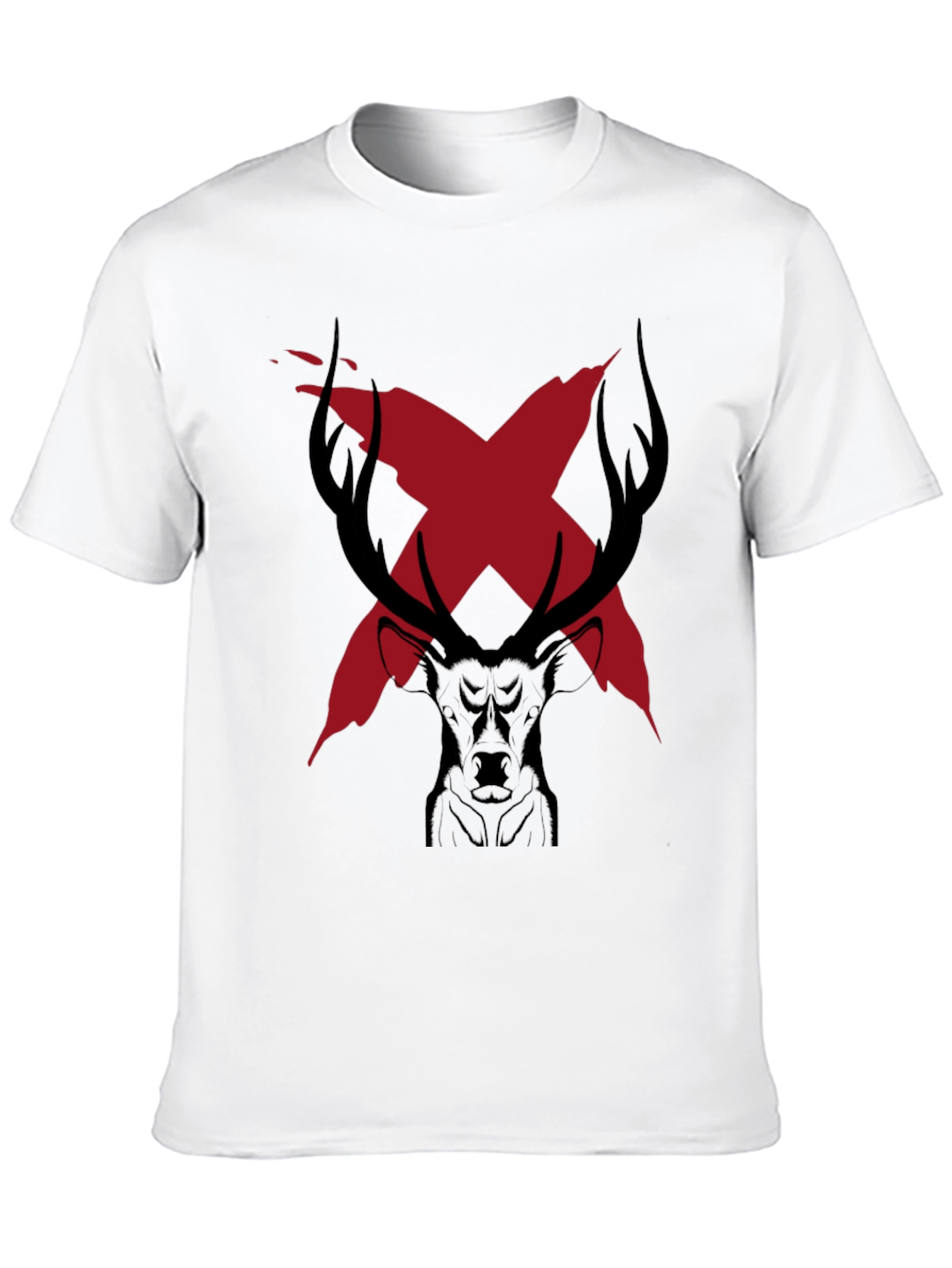 Edgy Deer Graphic Tee - Black