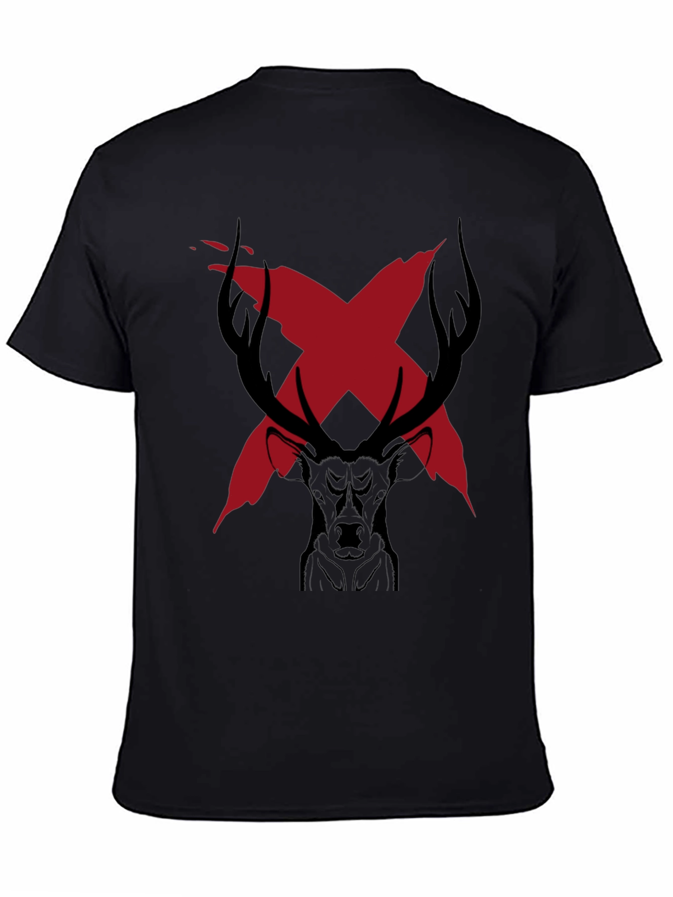 Edgy Deer Graphic Tee - Black