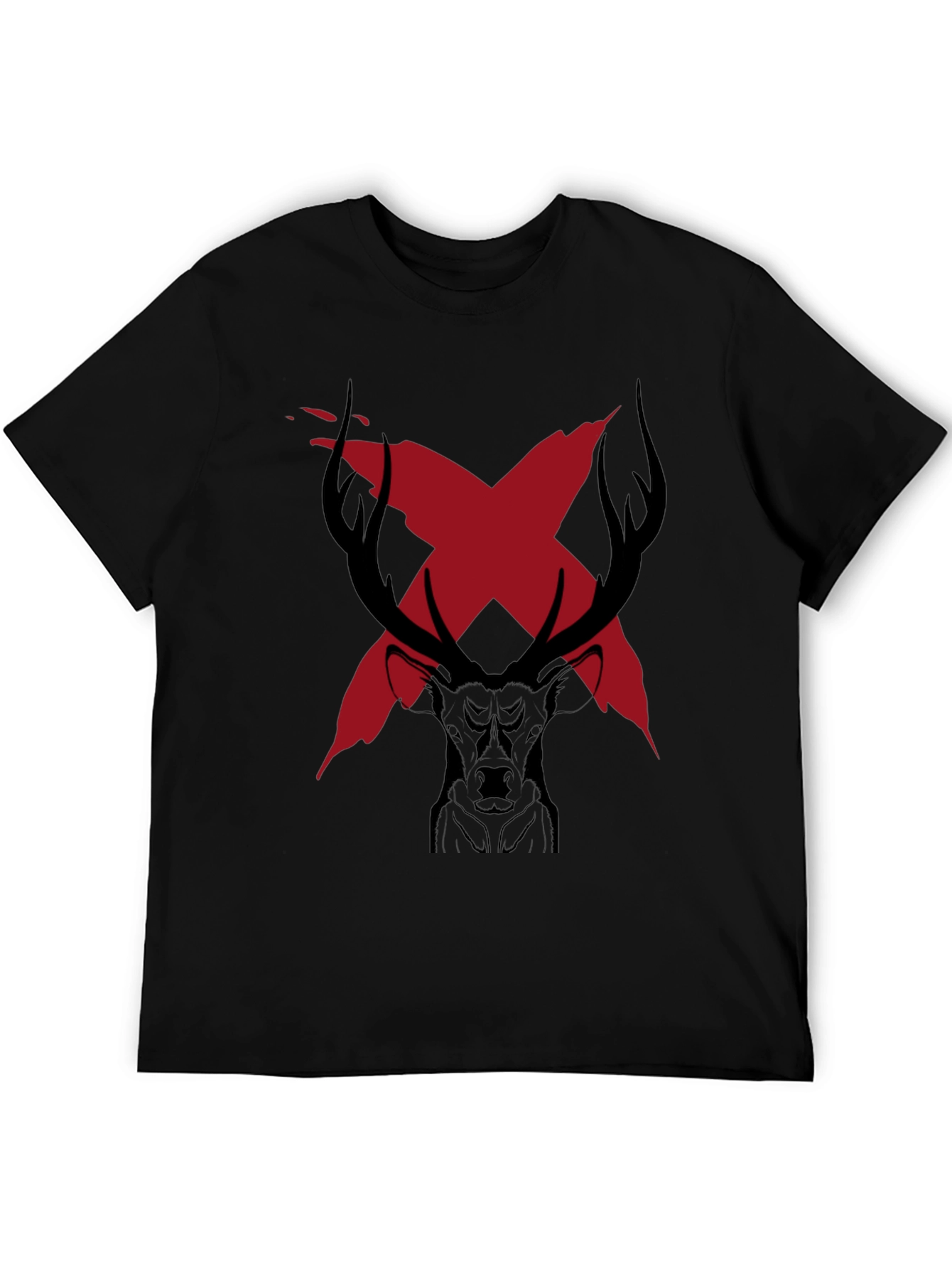 Edgy Deer Graphic Tee - Black