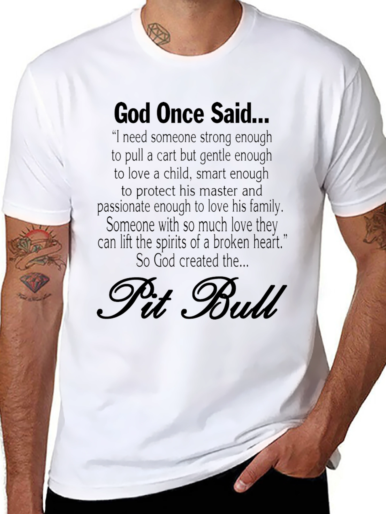 God Created Pit Bulls Black T-Shirt