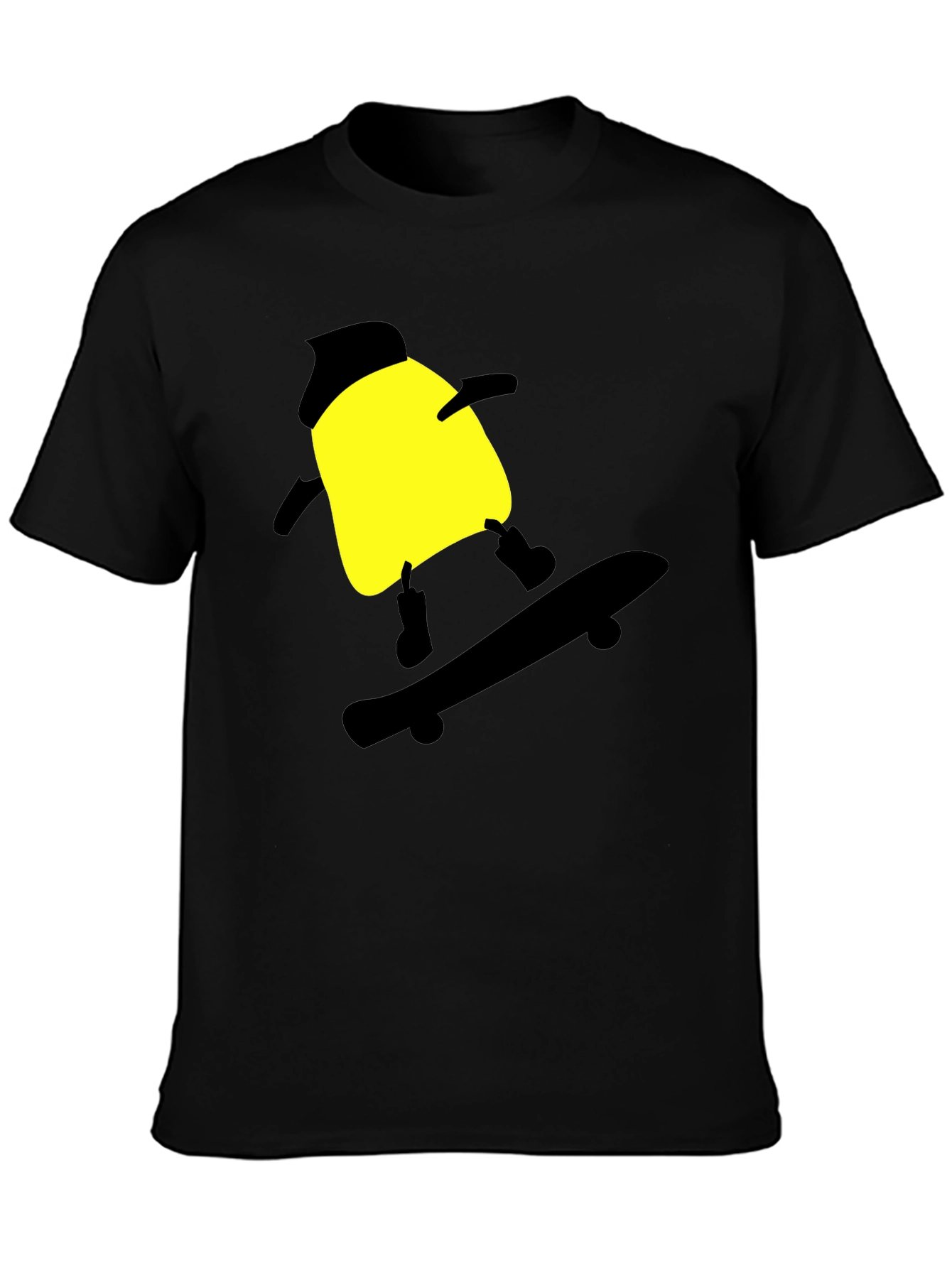Skateboarding Cartoon T-Shirt - Black Cotton Tee