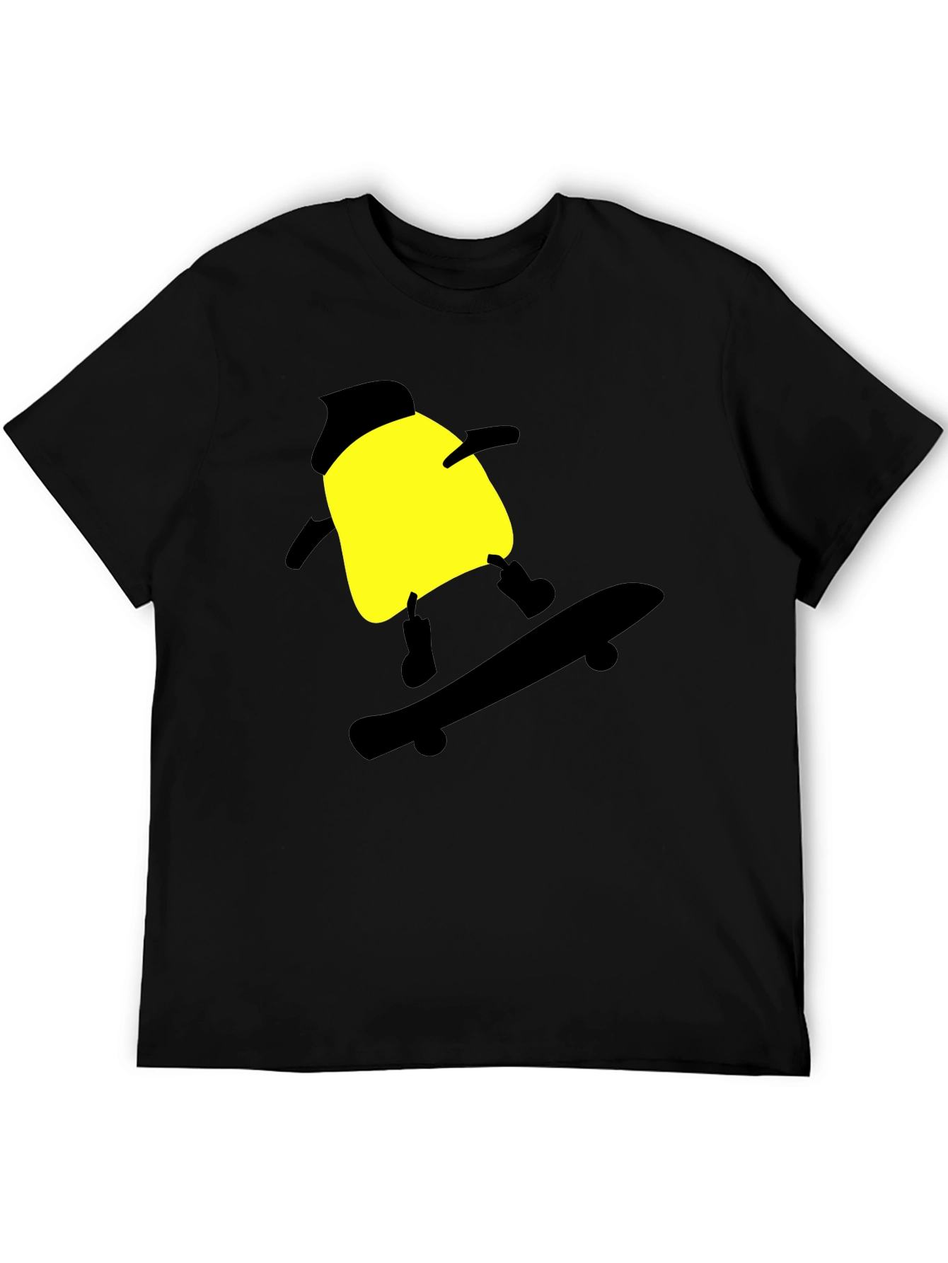 Skateboarding Cartoon T-Shirt - Black Cotton Tee
