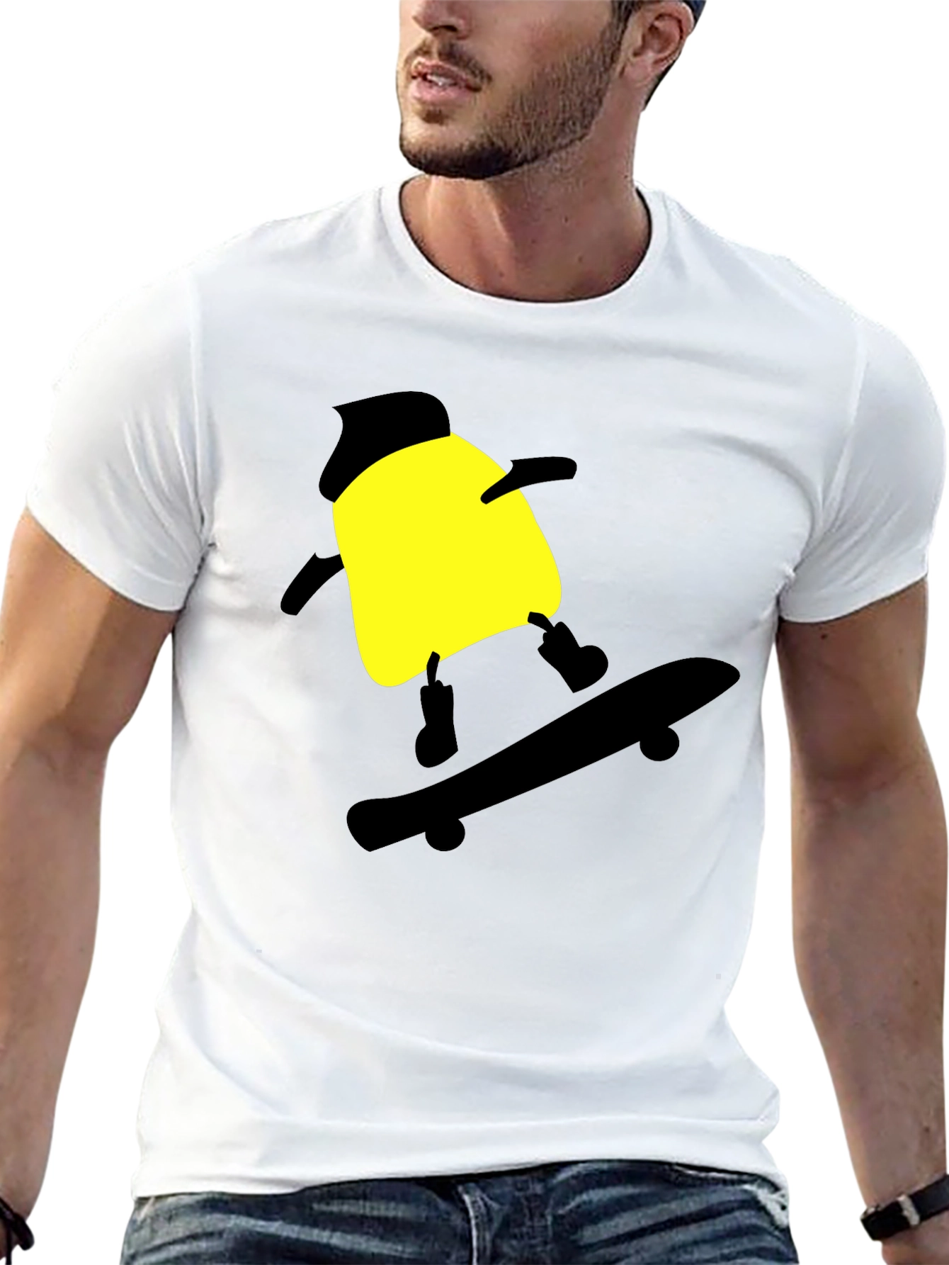 Skateboarding Cartoon T-Shirt - Black Cotton Tee