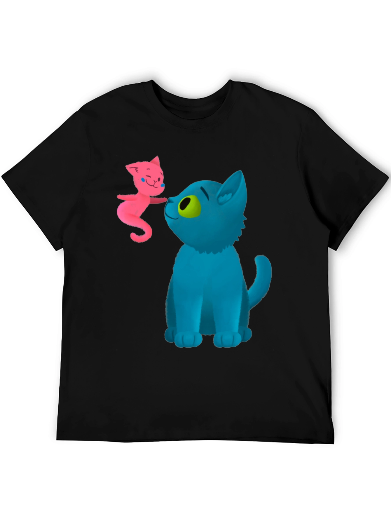 Cartoon Cats Graphic Tee - Whimsical Black T-Shirt
