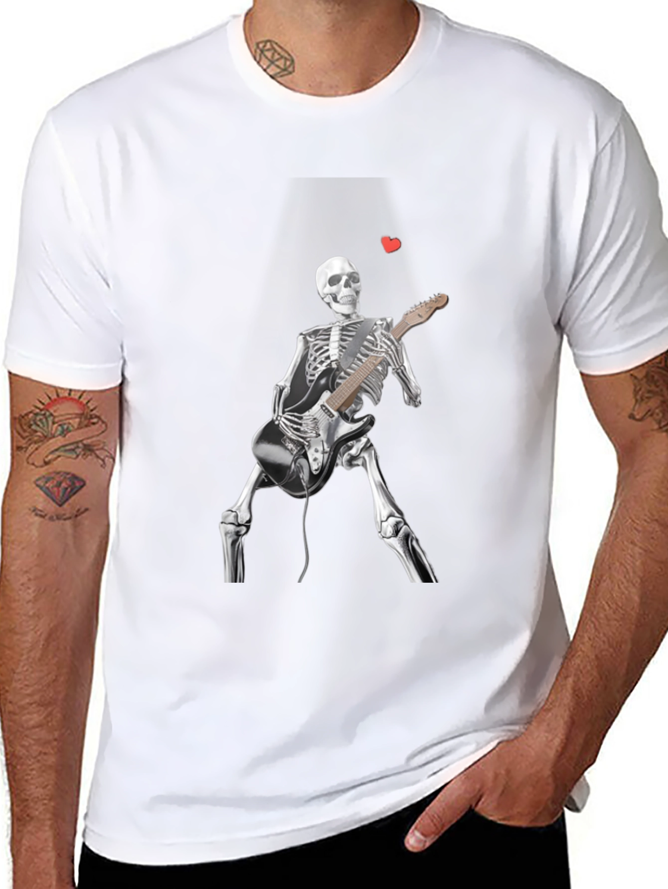 Skeleton Guitarist Graphic T-Shirt - Rock n Roll Style