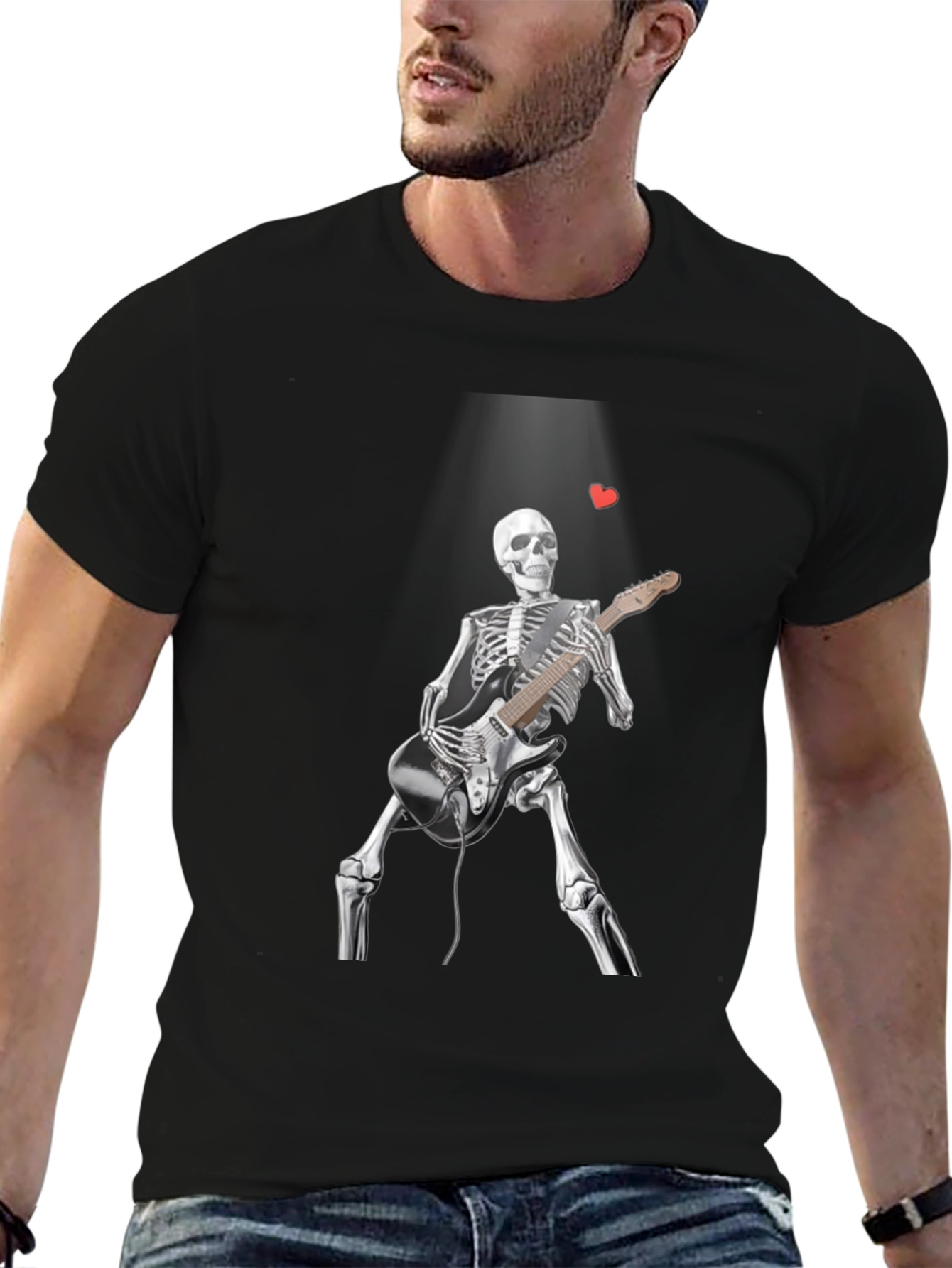 Skeleton Guitarist Graphic T-Shirt - Rock n Roll Style