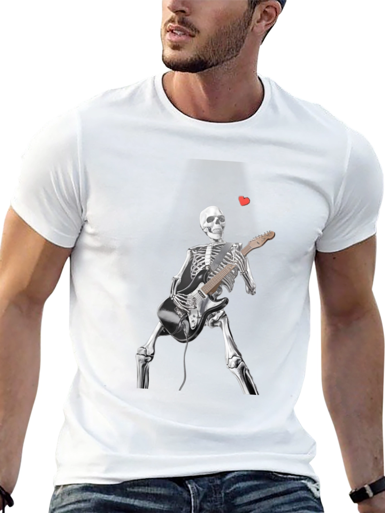 Skeleton Guitarist Graphic T-Shirt - Rock n Roll Style
