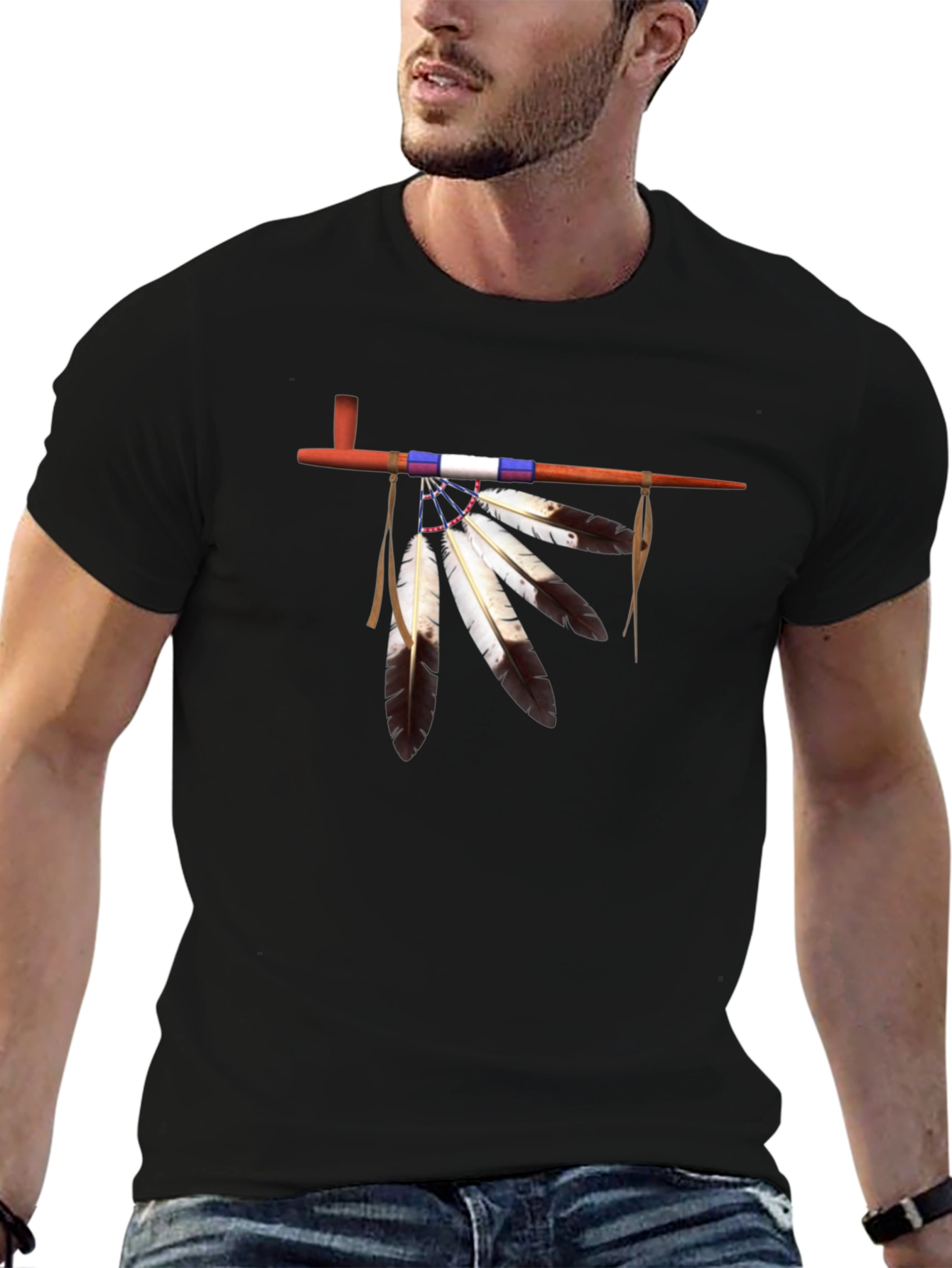Native American Pipe Graphic T-Shirt
