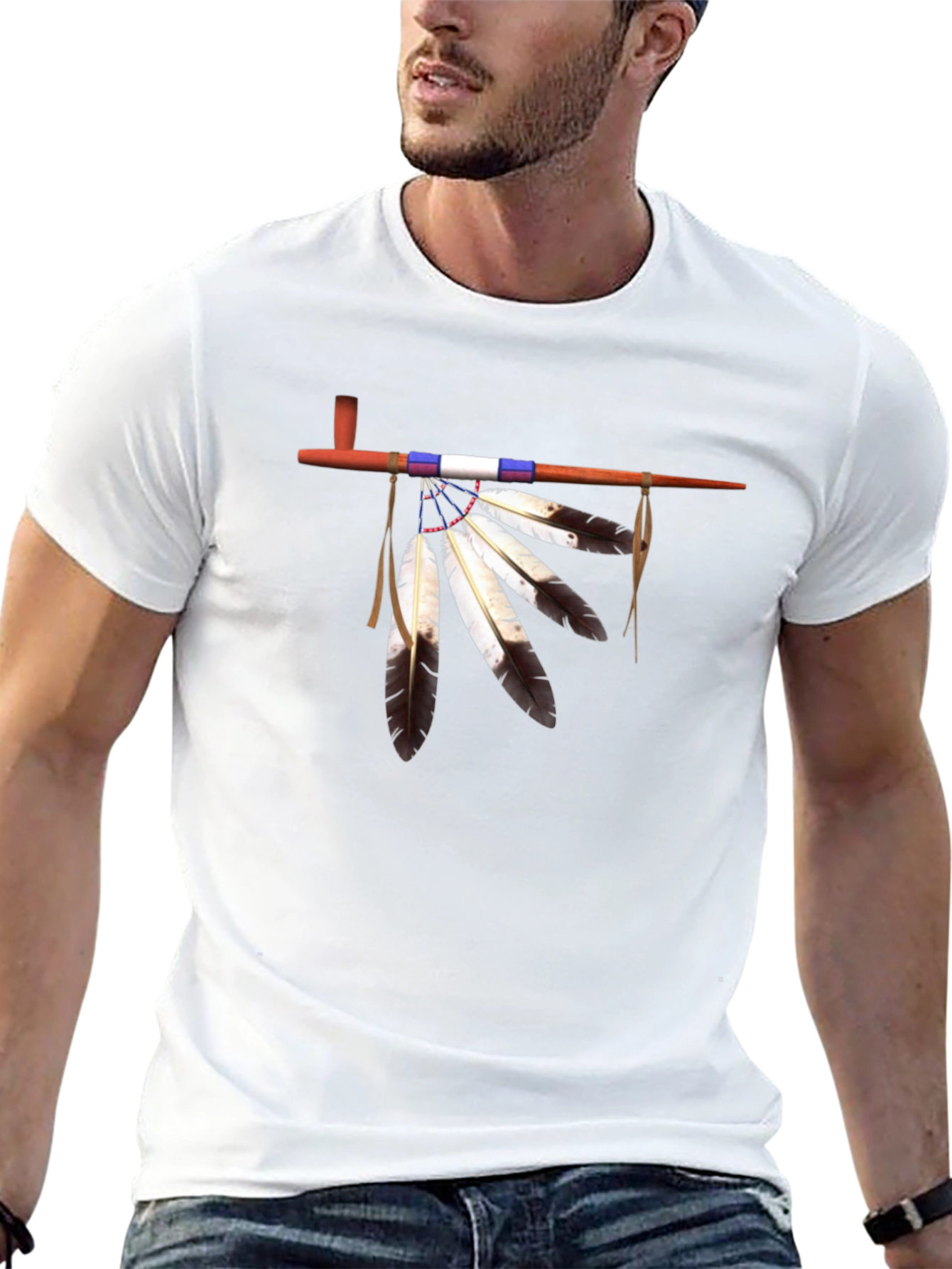 Native American Pipe Graphic T-Shirt