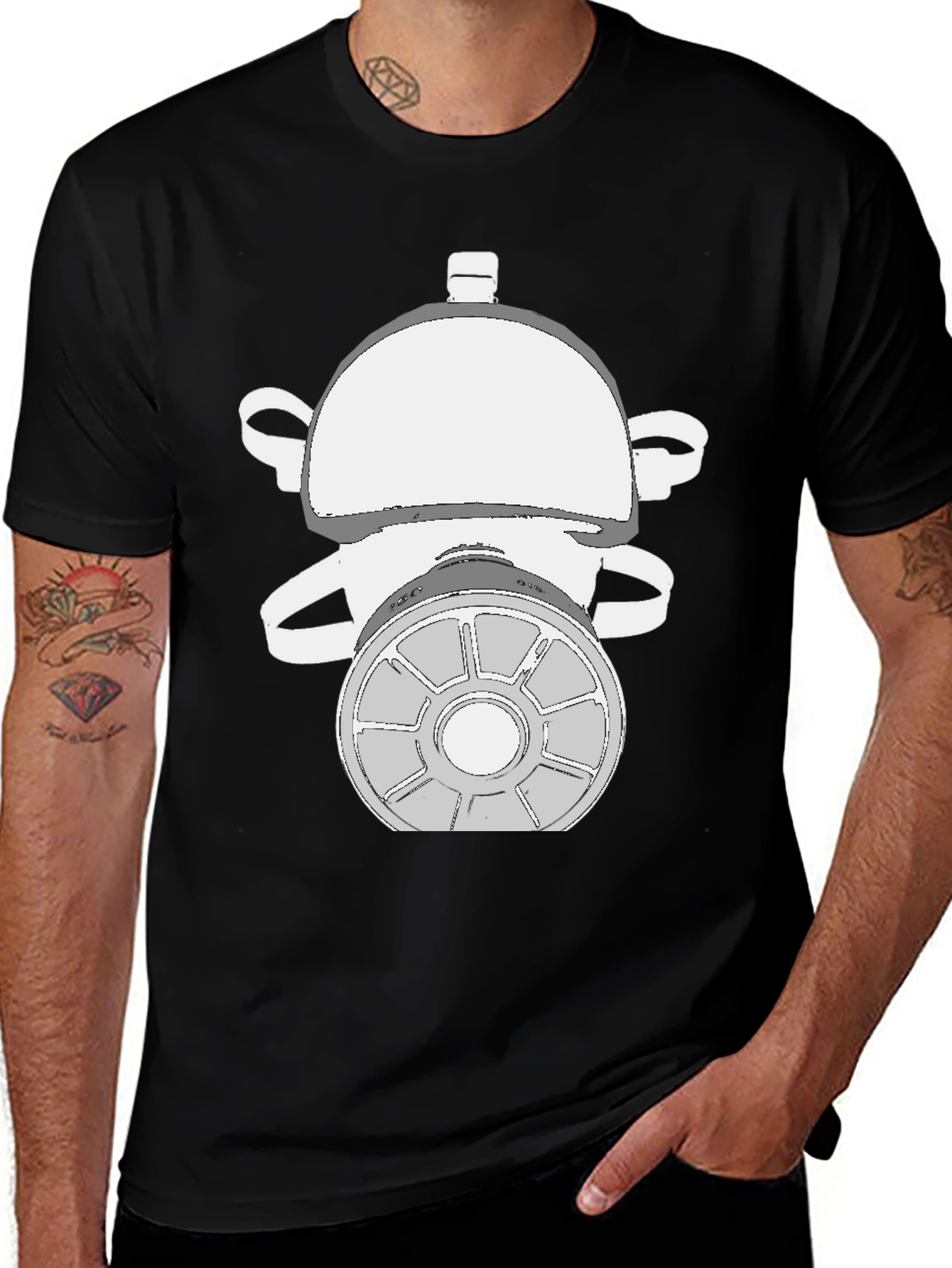 Gas Mask Graphic Tee - Black Cotton T-Shirt