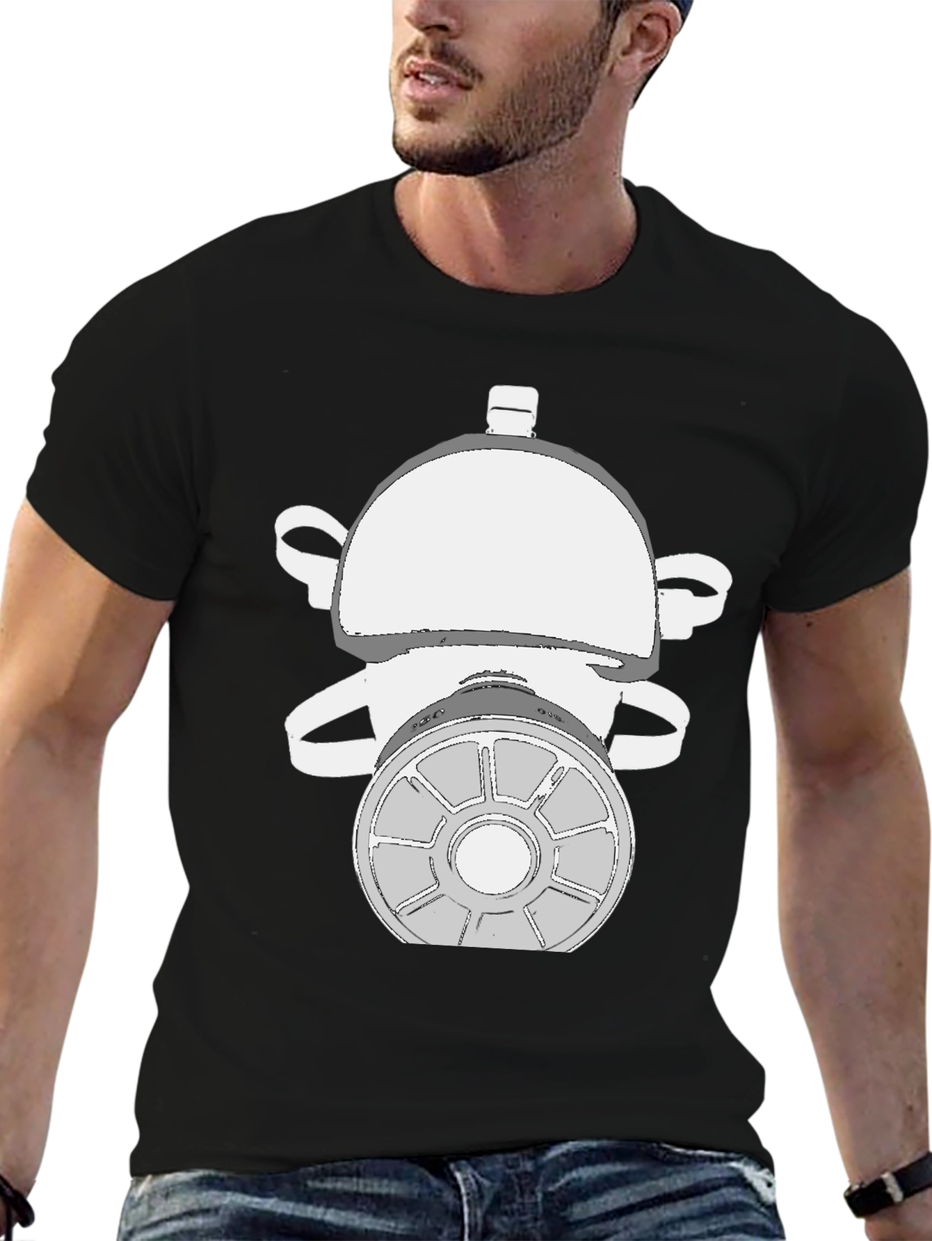 Gas Mask Graphic Tee - Black Cotton T-Shirt