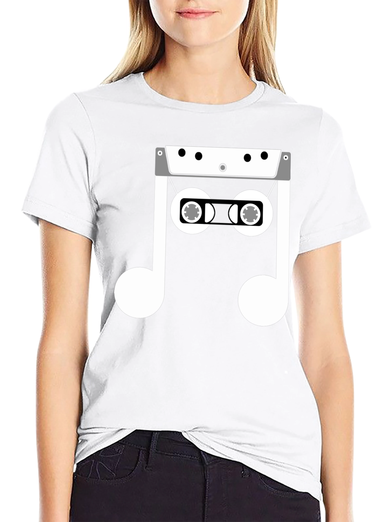 Cassette Tape Music Note Graphic T-Shirt
