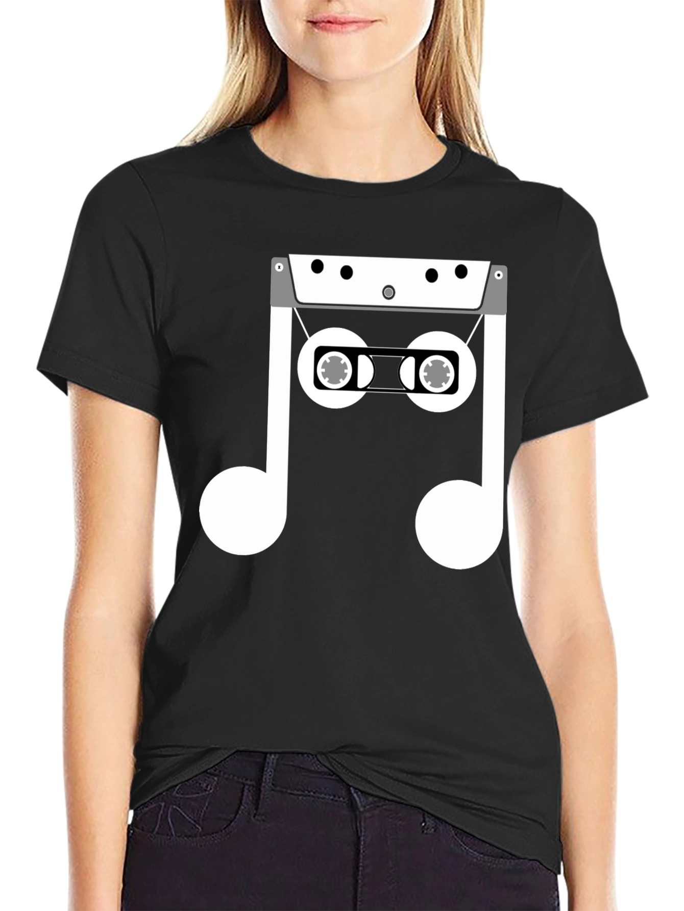 Cassette Tape Music Note Graphic T-Shirt