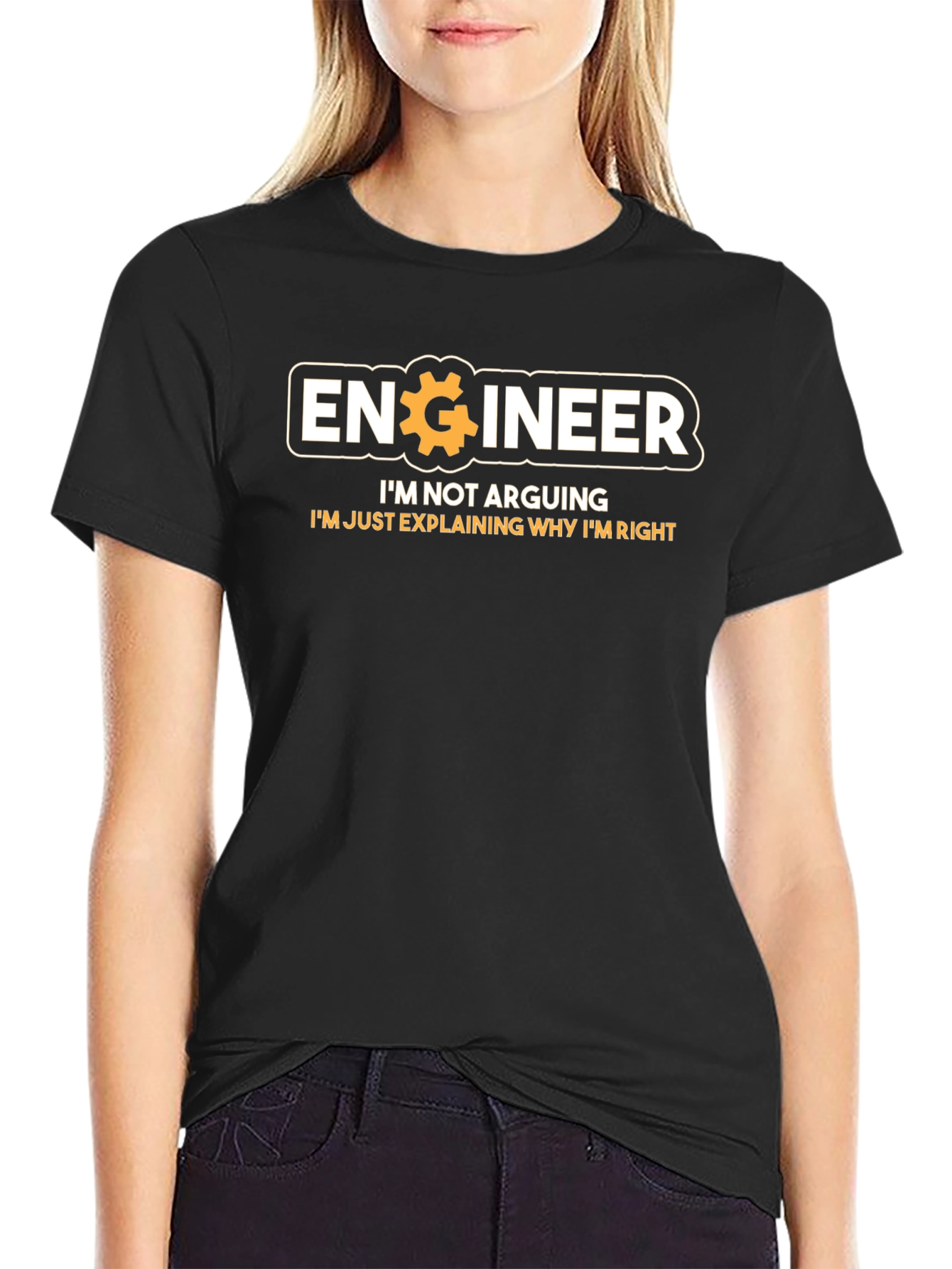 Engineer Im Not Arguing Funny Black T-Shirt