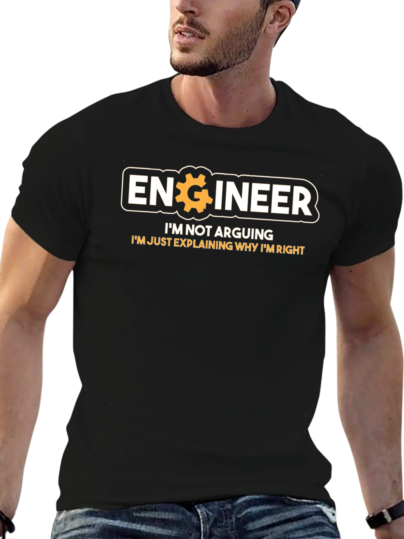 Engineer Im Not Arguing Funny Black T-Shirt