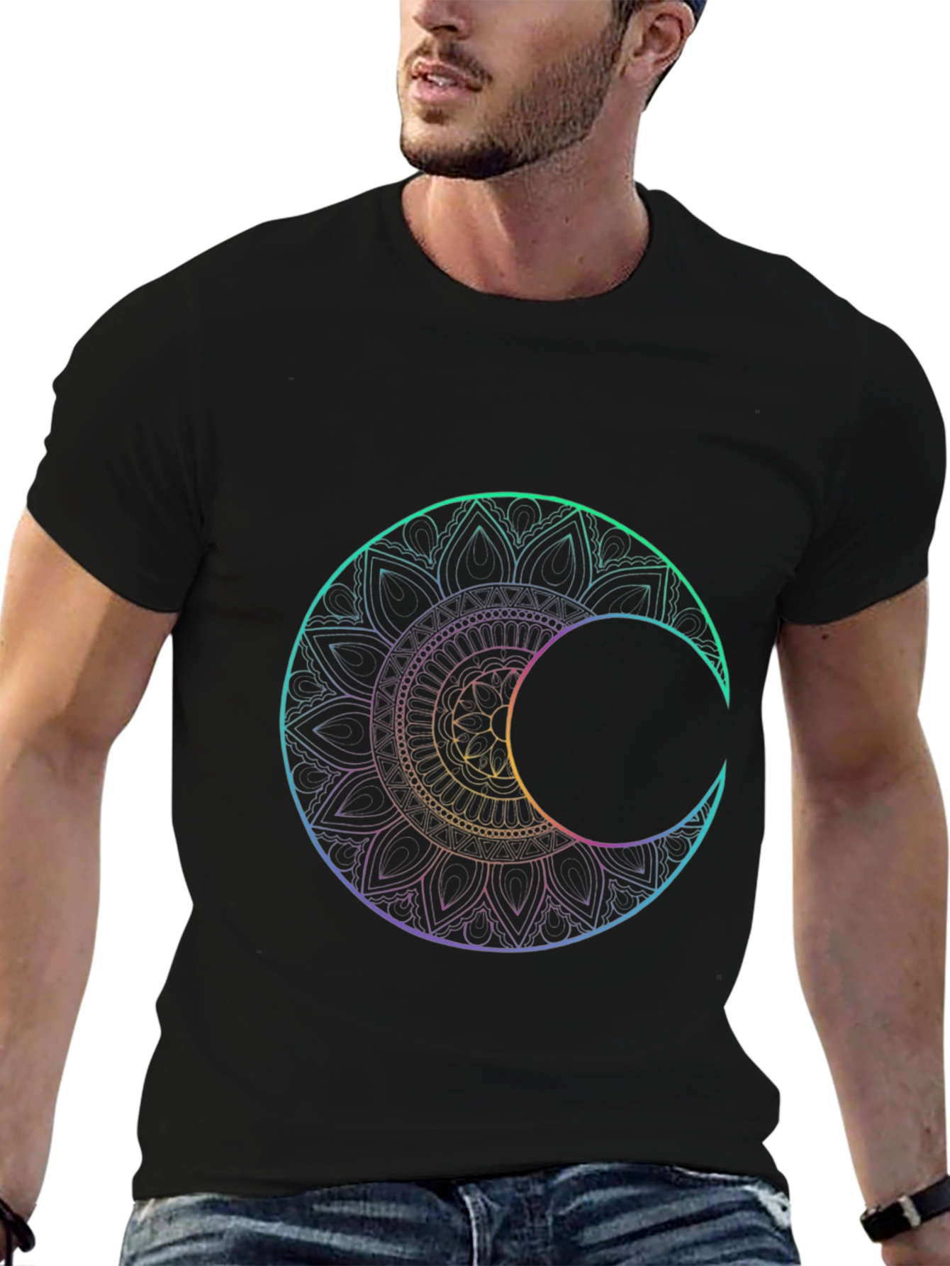 Lunar Mandala Graphic Tee - Black