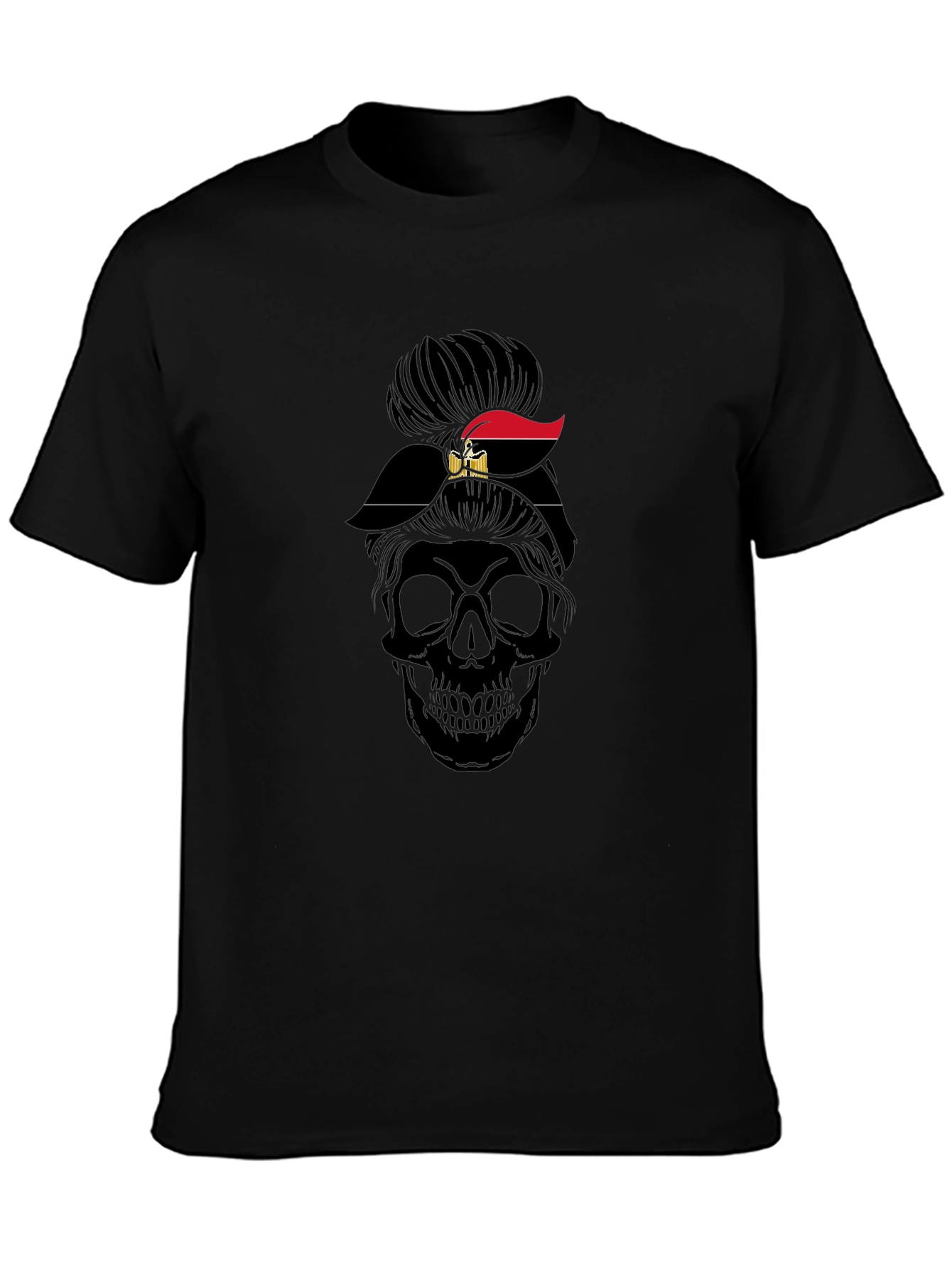 Skull Messy Bun Egypt Flag T-Shirt