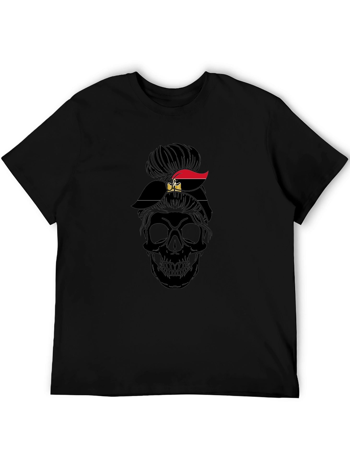 Skull Messy Bun Egypt Flag T-Shirt