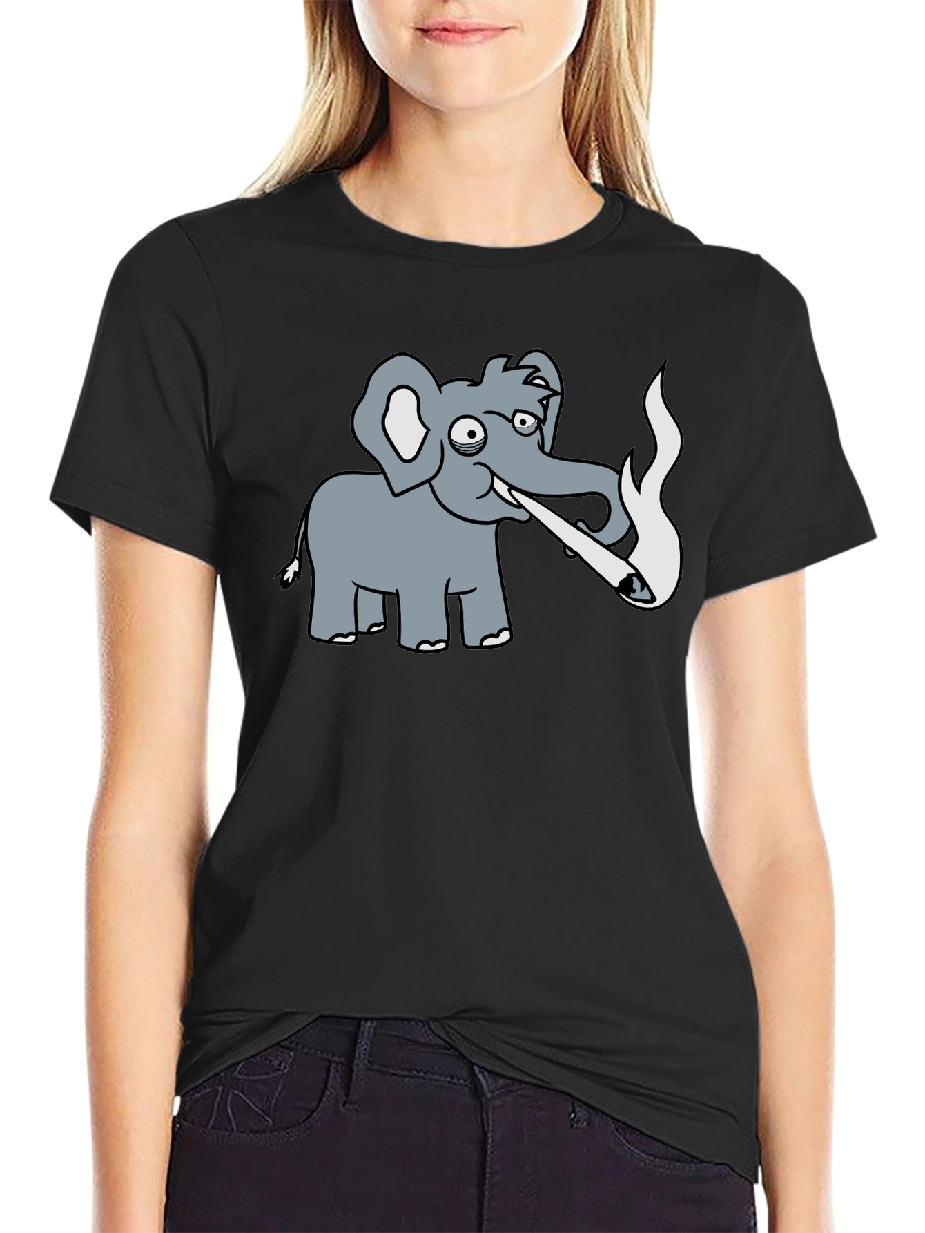 Humorous Elephant T-Shirt - Casual Black Tee
