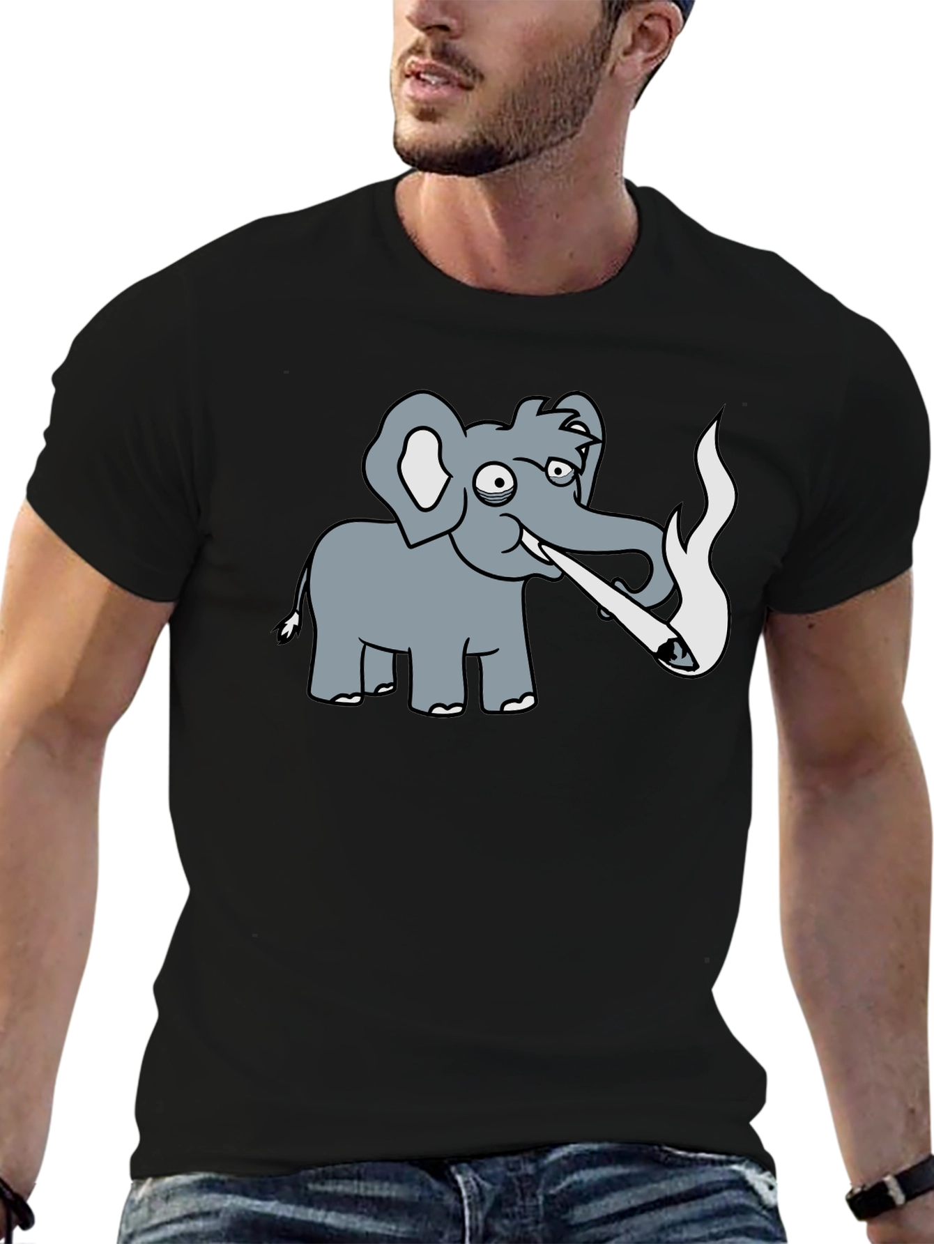 Humorous Elephant T-Shirt - Casual Black Tee