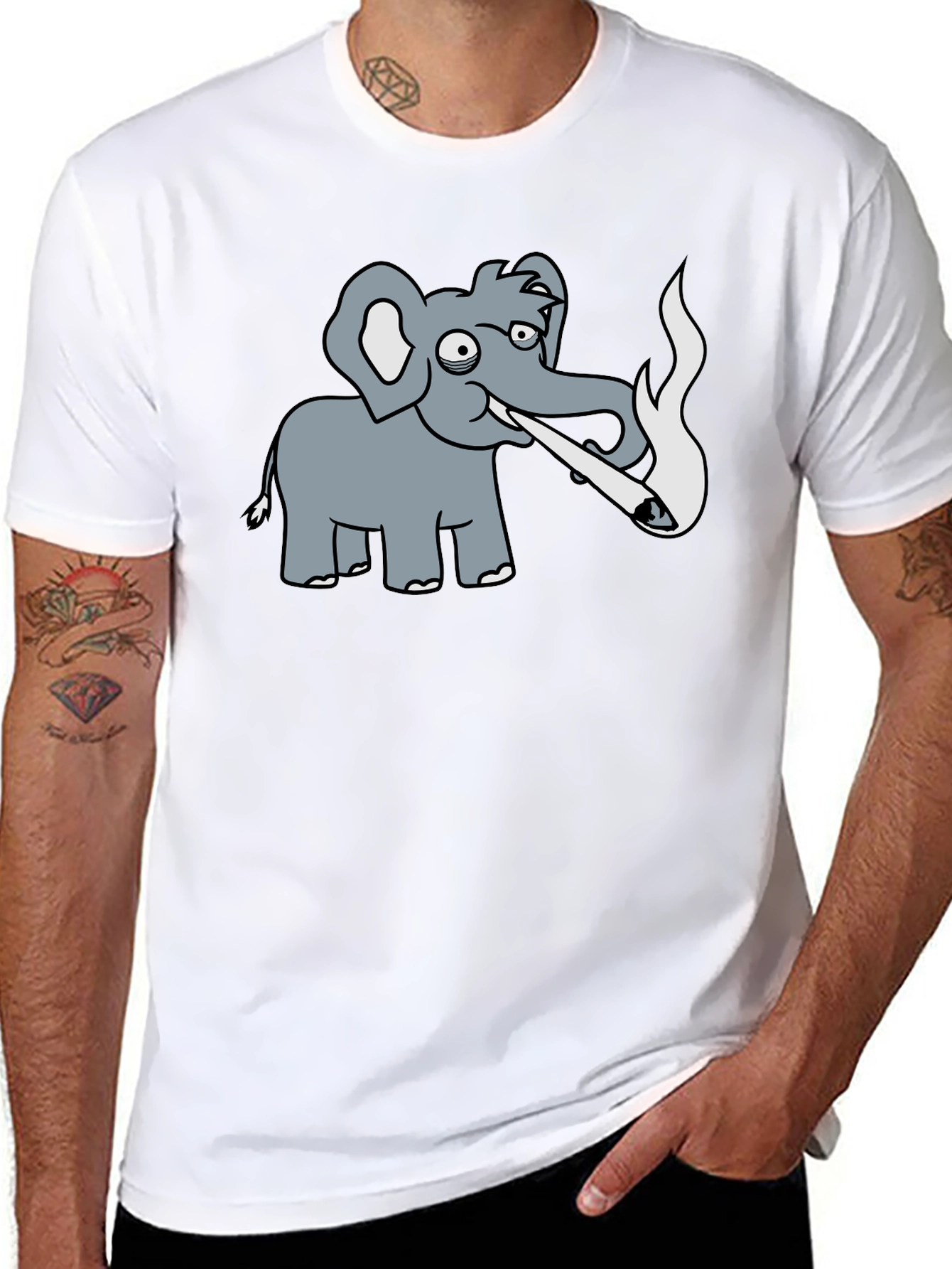 Humorous Elephant T-Shirt - Casual Black Tee