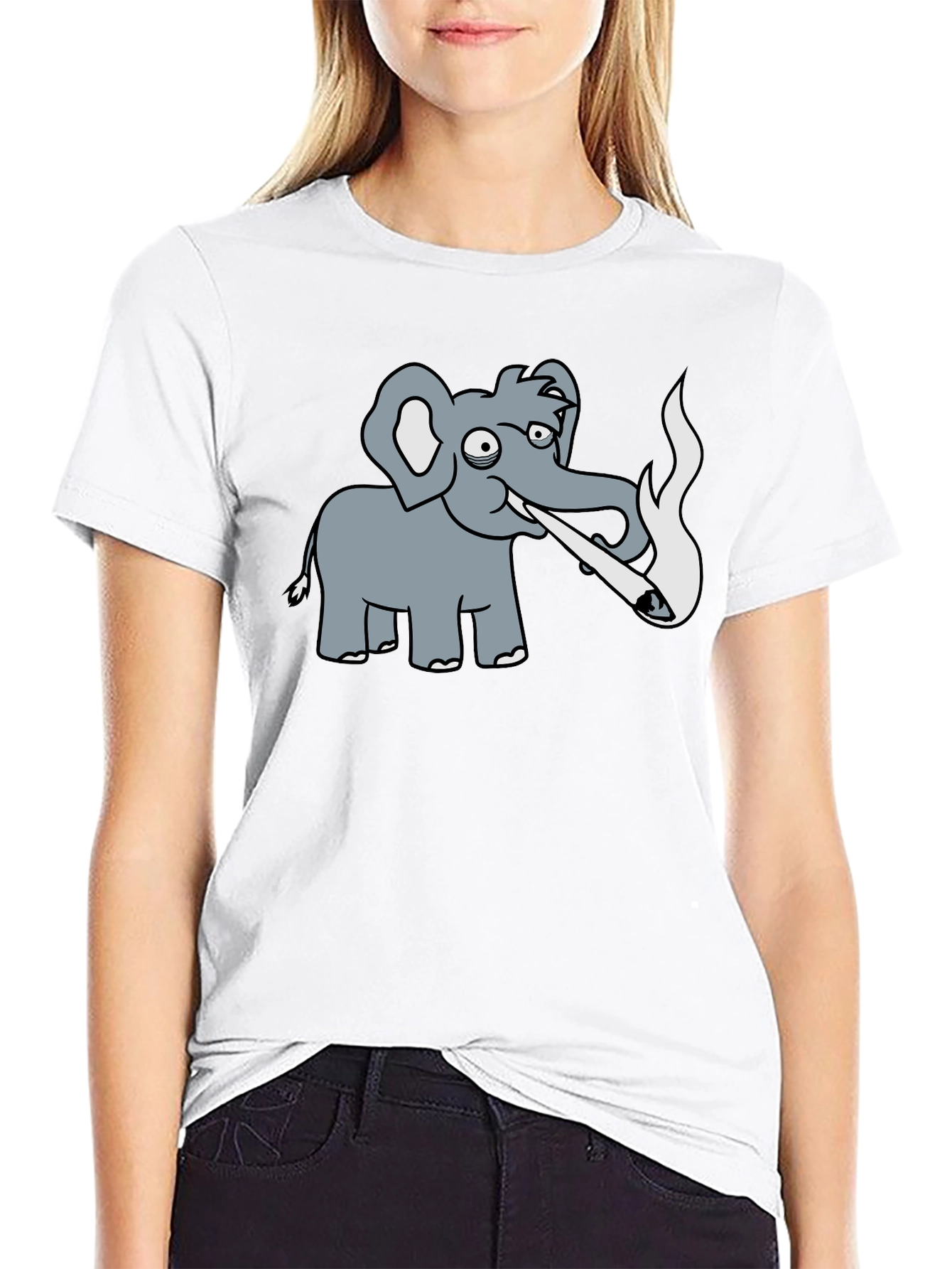 Humorous Elephant T-Shirt - Casual Black Tee