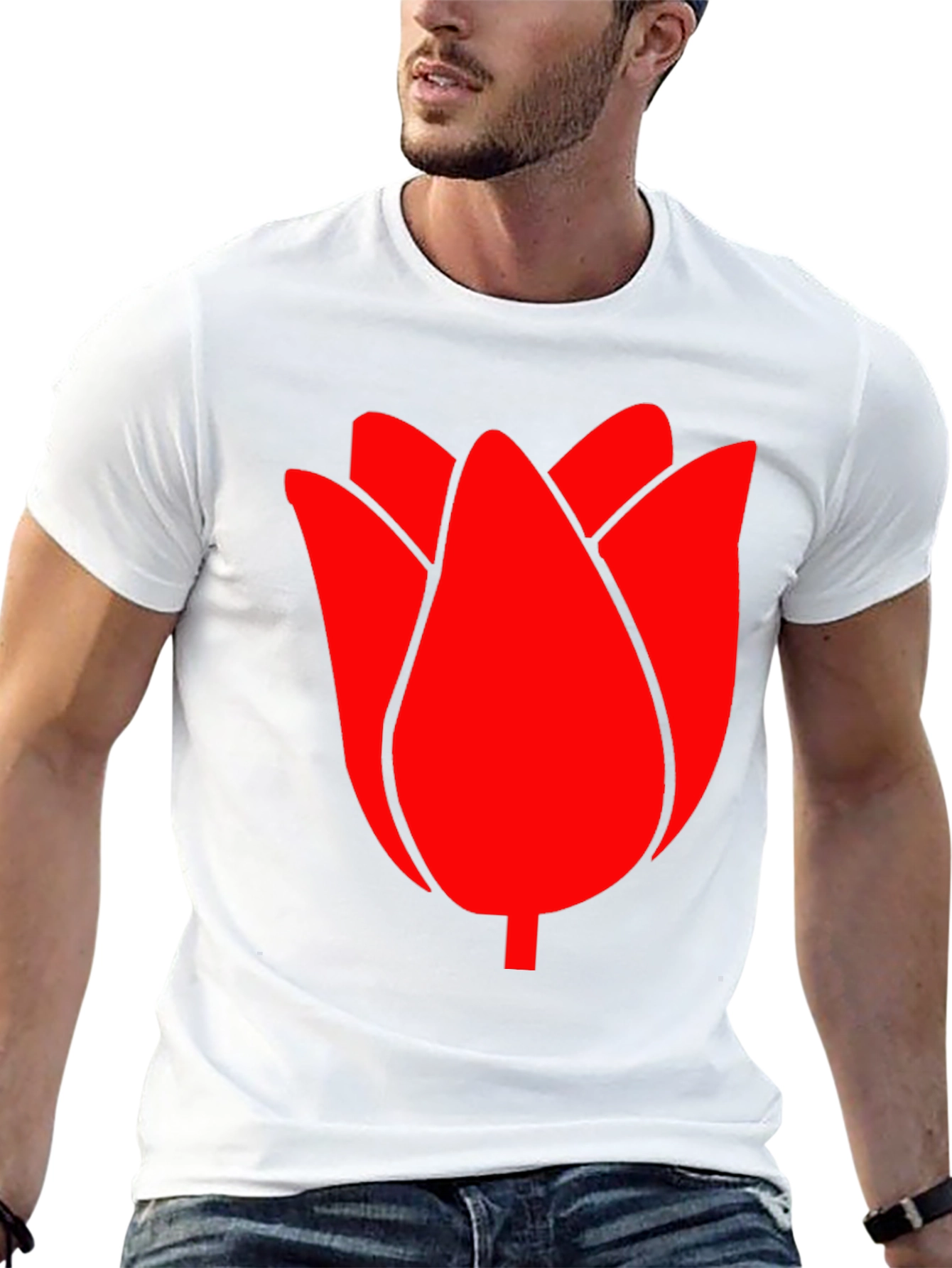 Red Tulip Graphic Tee - Modern Casual Style