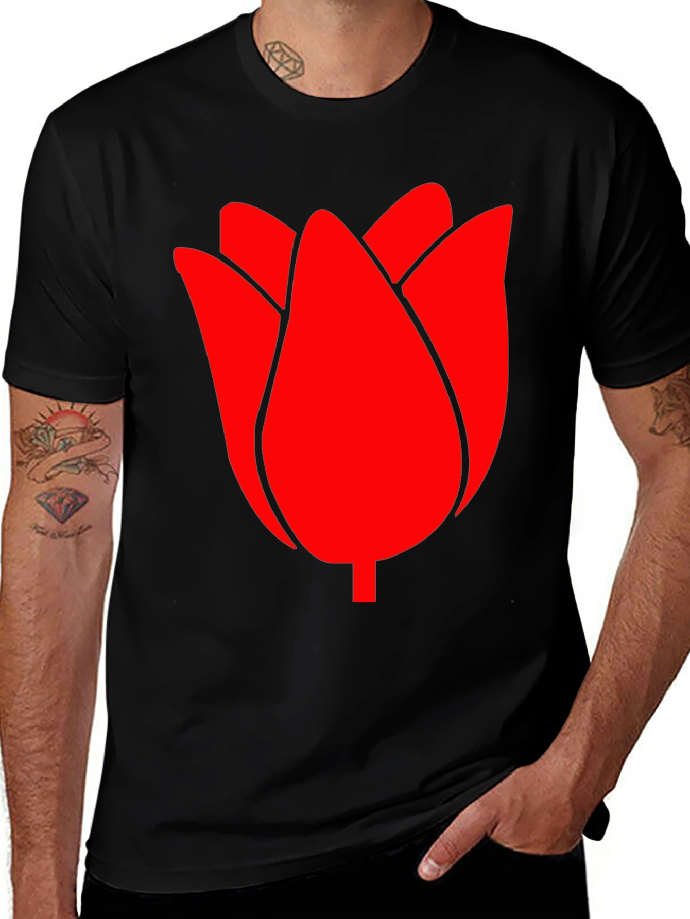 Red Tulip Graphic Tee - Modern Casual Style