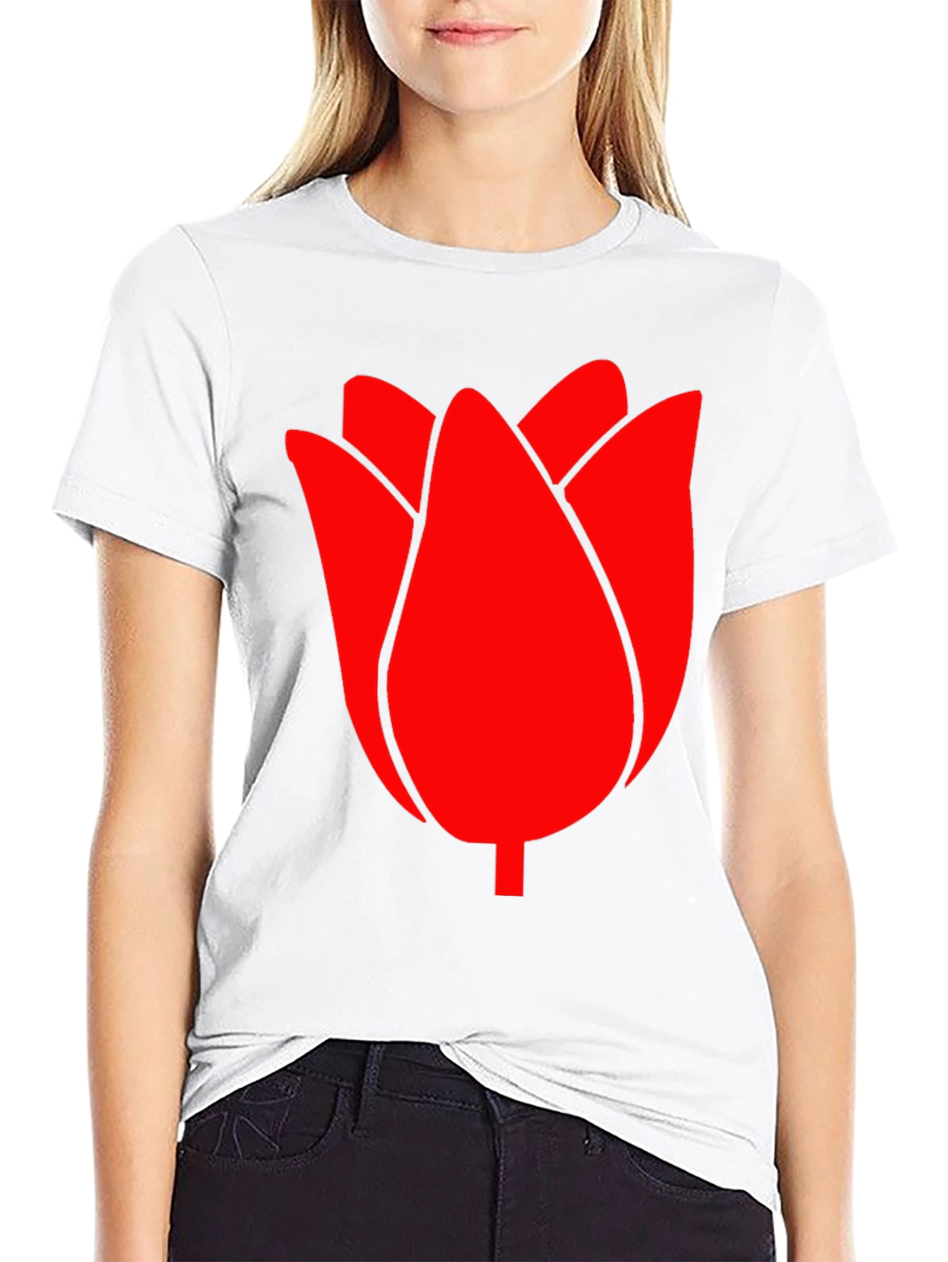 Red Tulip Graphic Tee - Modern Casual Style