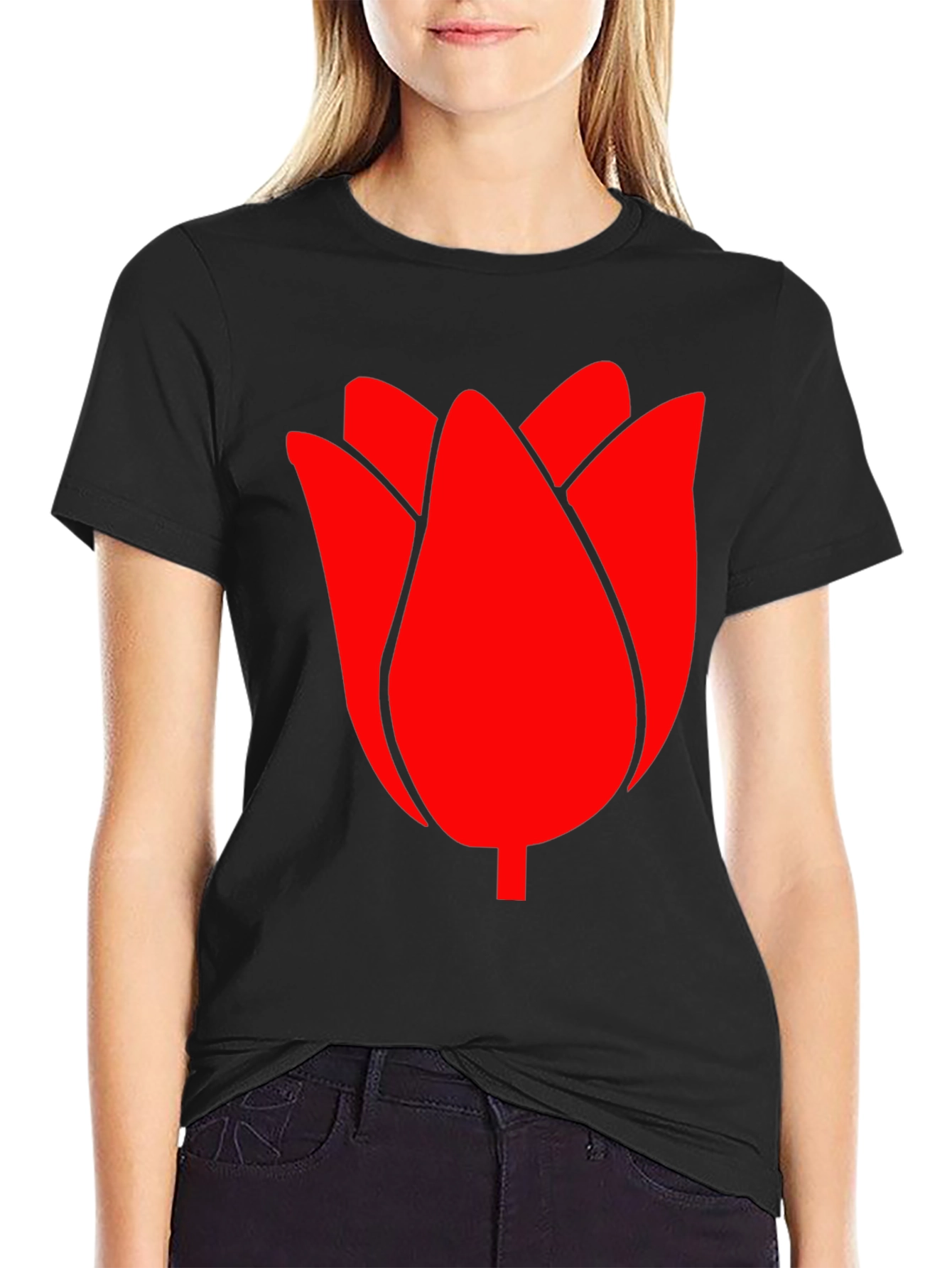 Red Tulip Graphic Tee - Modern Casual Style