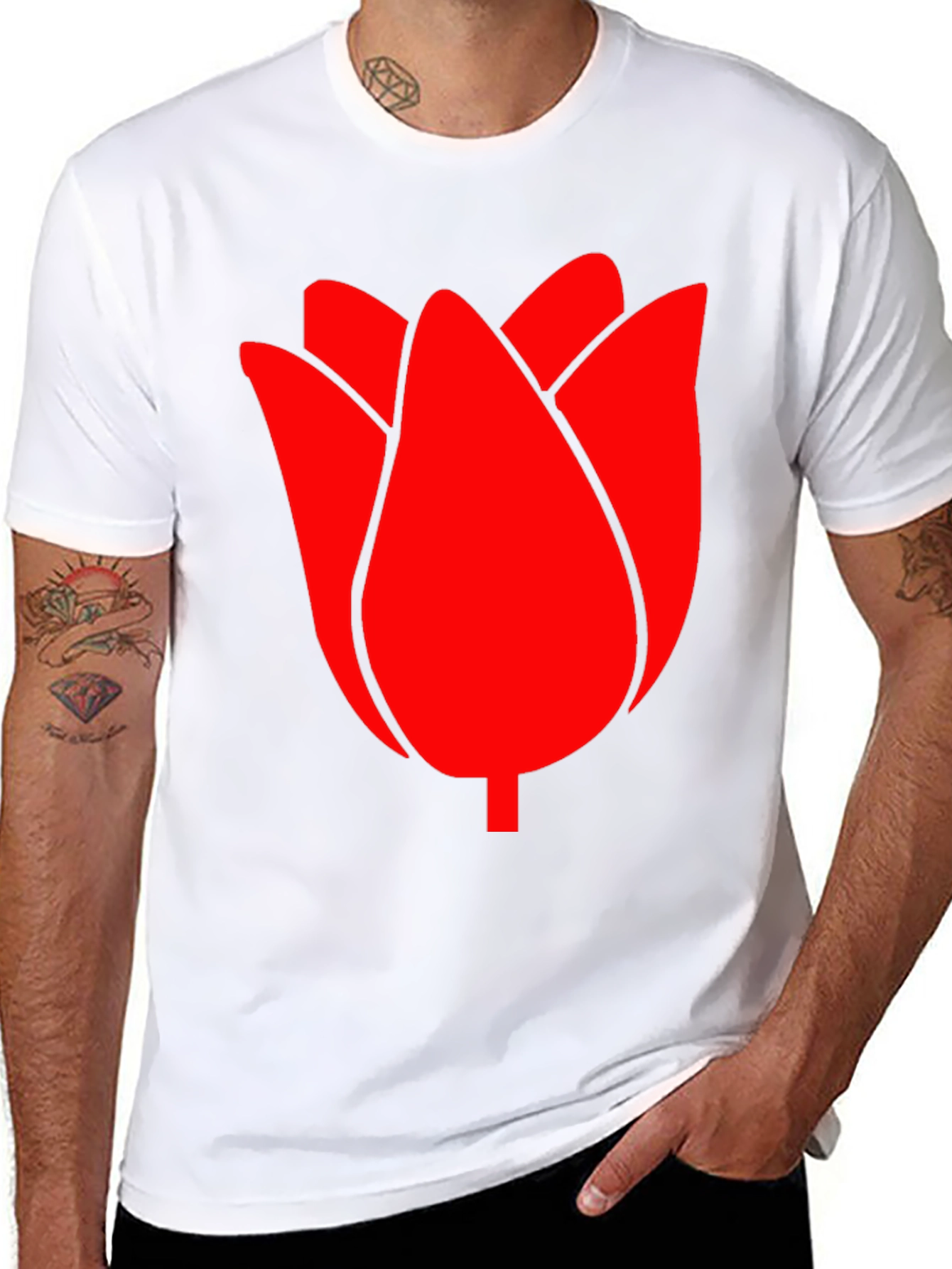 Red Tulip Graphic Tee - Modern Casual Style