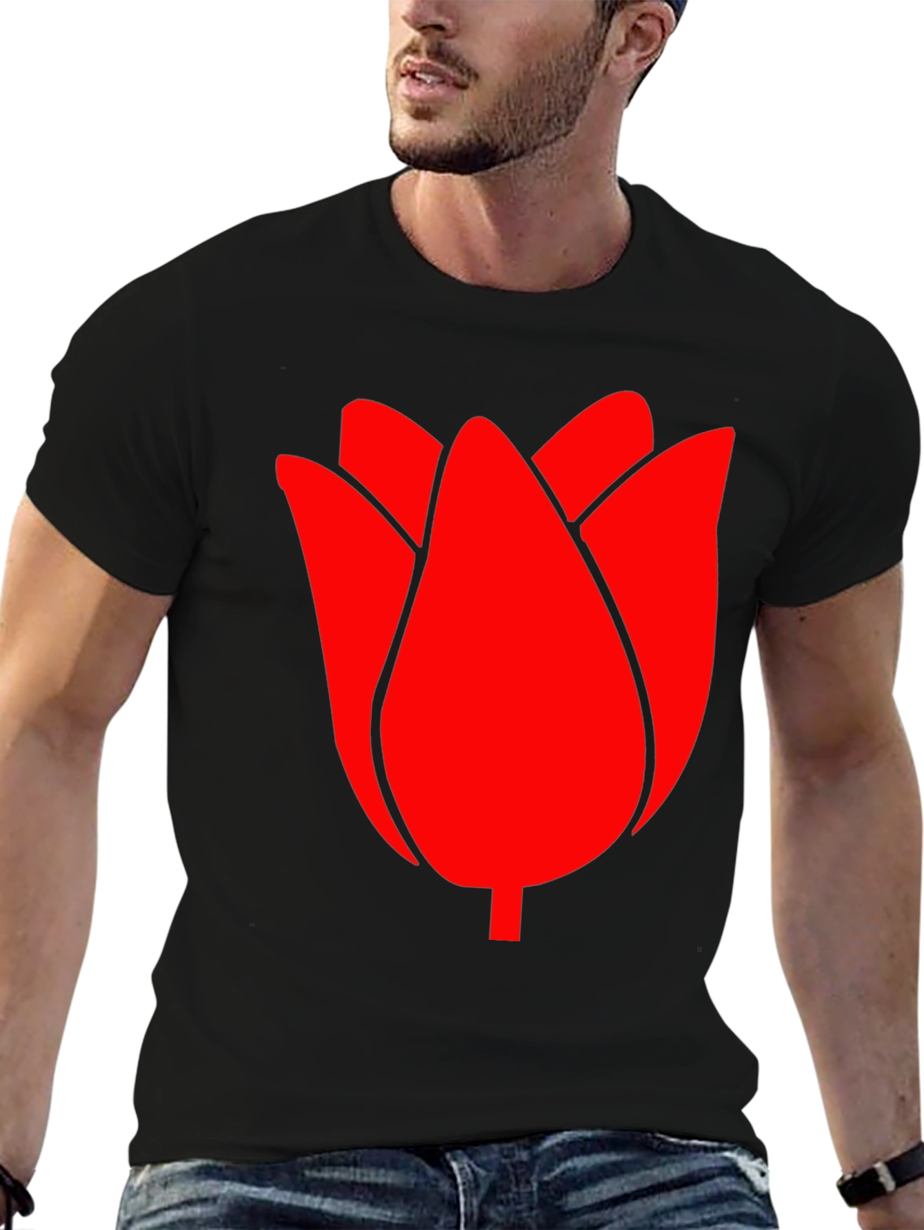 Red Tulip Graphic Tee - Modern Casual Style