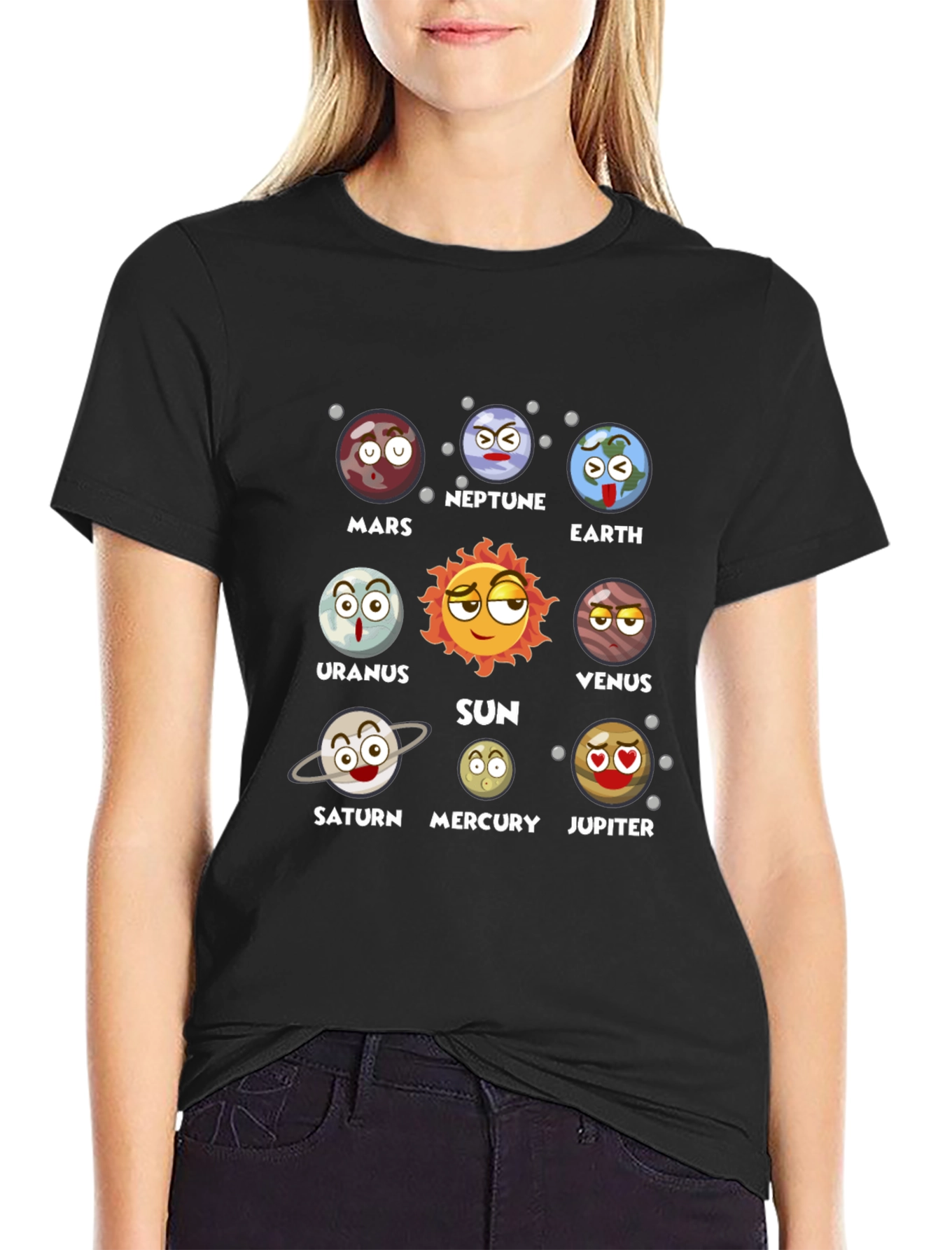 Planets Cartoon Graphic Novelty T-Shirt