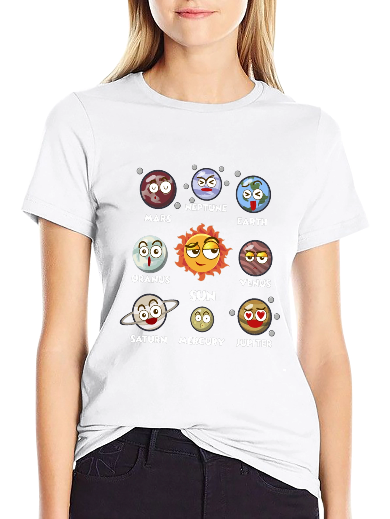 Planets Cartoon Graphic Novelty T-Shirt