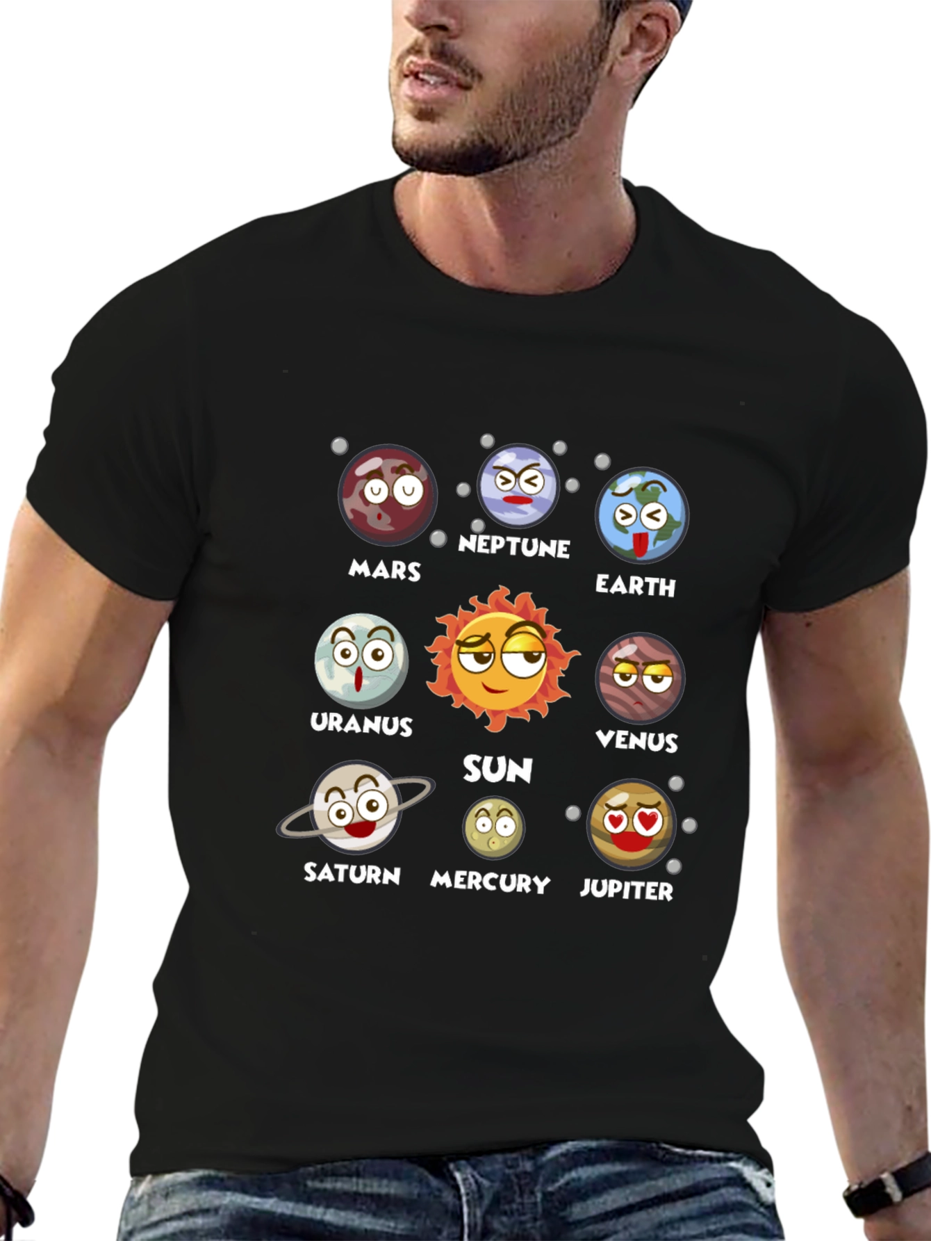 Planets Cartoon Graphic Novelty T-Shirt