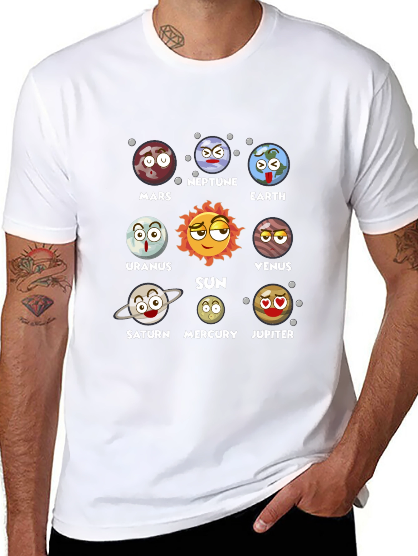 Planets Cartoon Graphic Novelty T-Shirt
