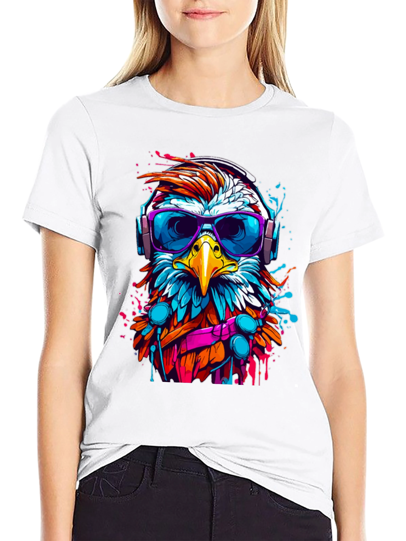 Eagle DJ Graphic T-Shirt - Trendy Bird Tee