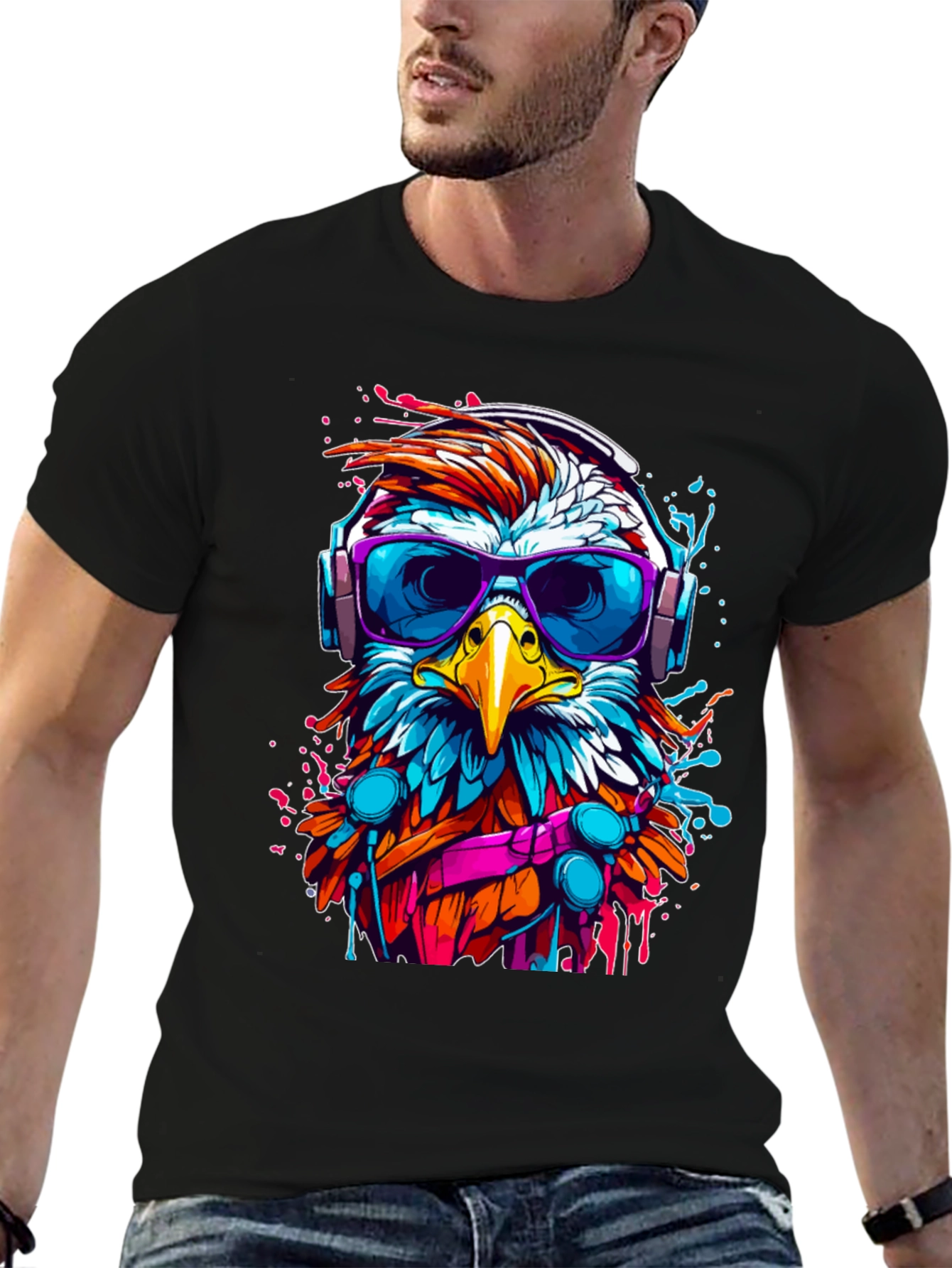 Eagle DJ Graphic T-Shirt - Trendy Bird Tee