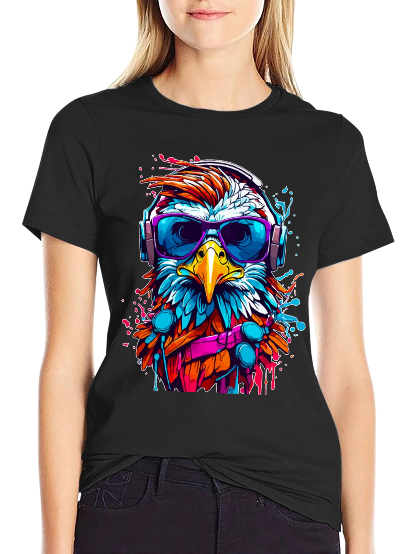 Eagle DJ Graphic T-Shirt - Trendy Bird Tee