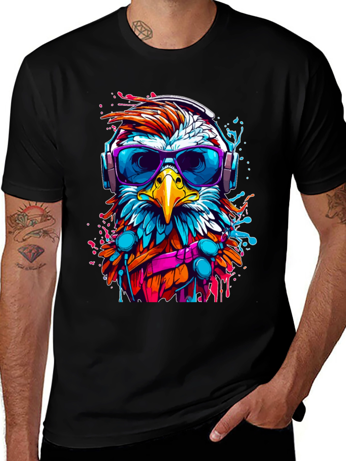 Eagle DJ Graphic T-Shirt - Trendy Bird Tee