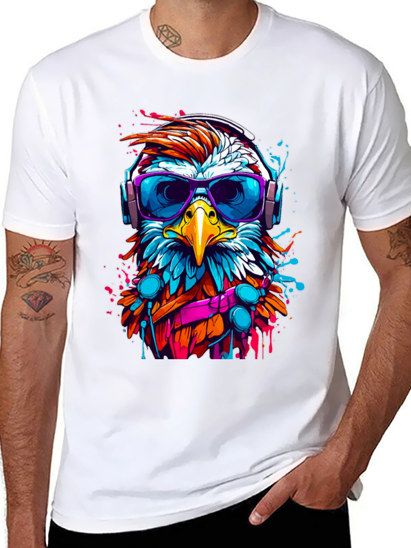 Eagle DJ Graphic T-Shirt - Trendy Bird Tee