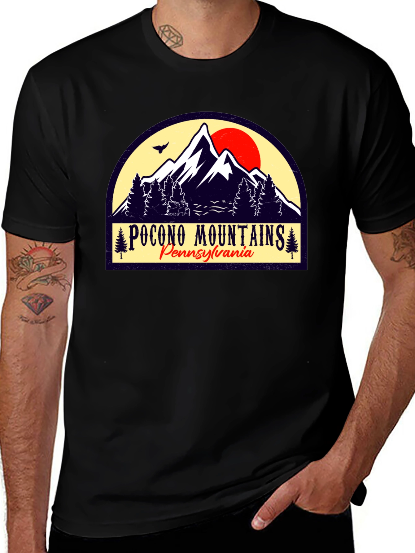 Pocono Mountains Black Graphic T-Shirt