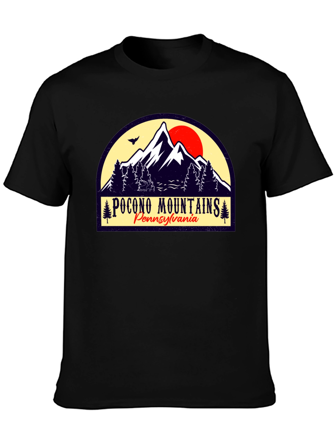 Pocono Mountains Black Graphic T-Shirt