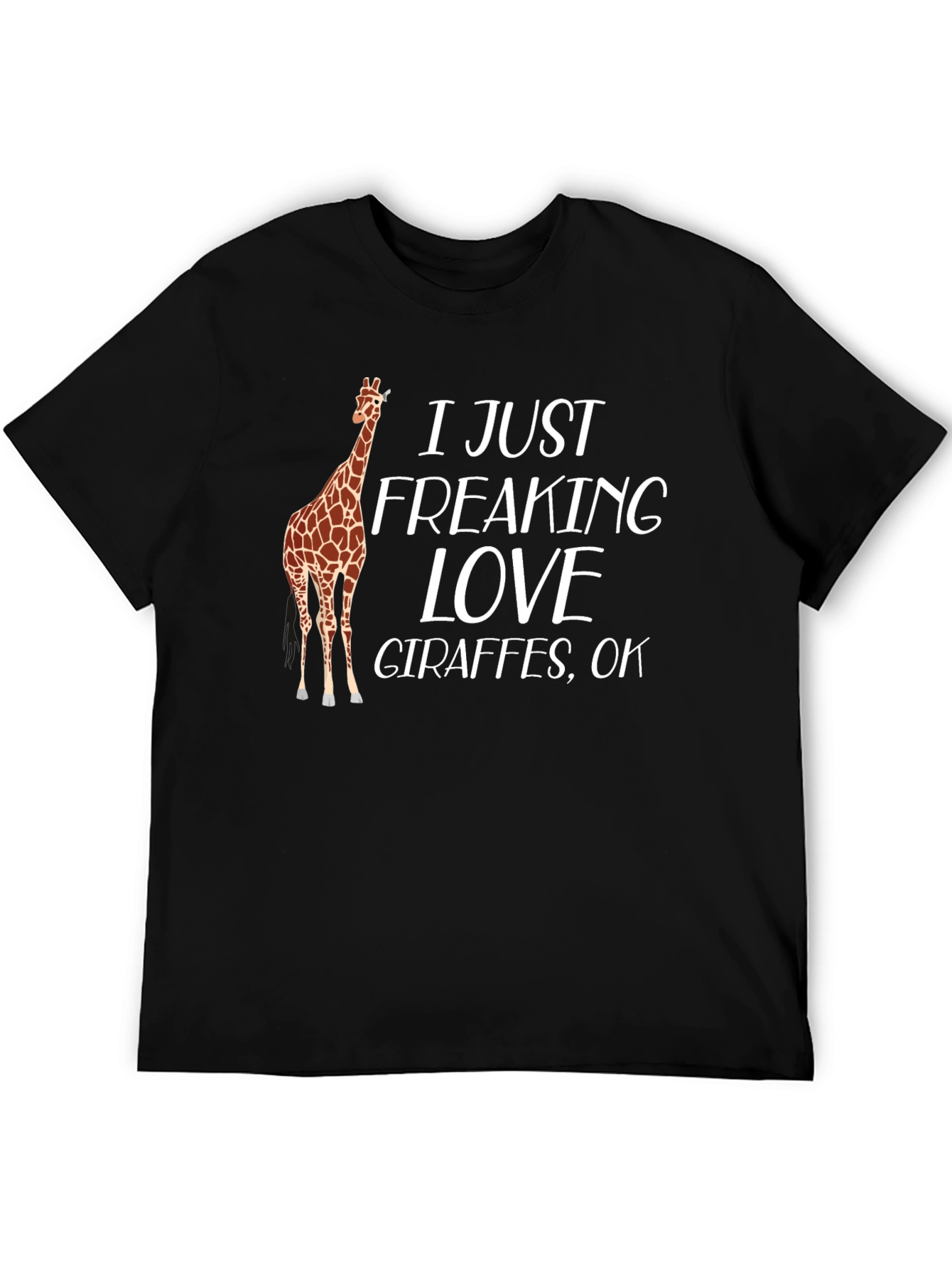 I Love Giraffes Black T-Shirt