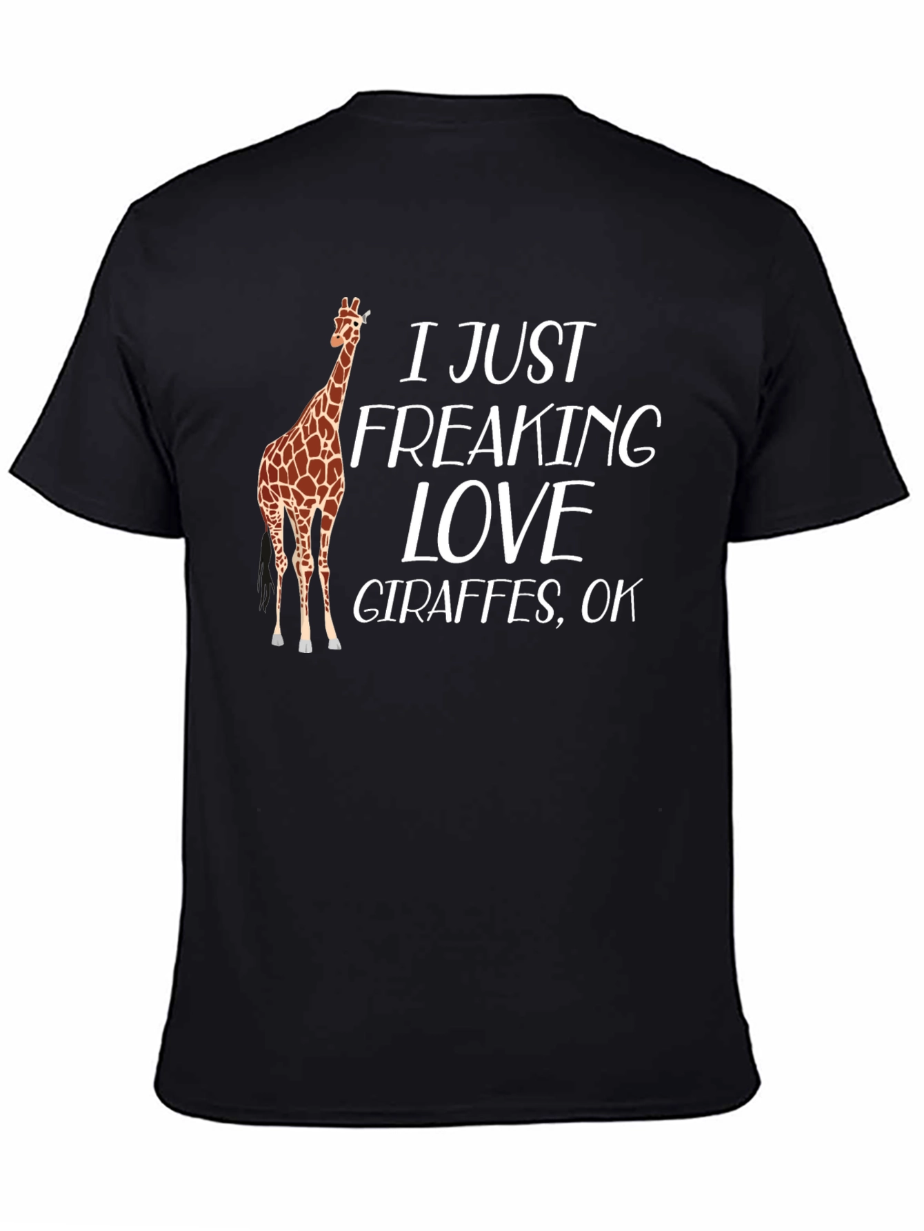 I Love Giraffes Black T-Shirt