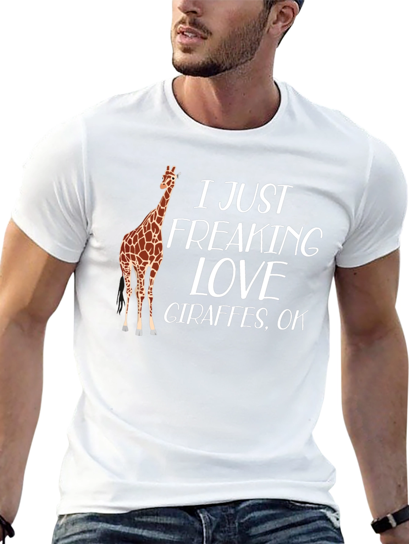 I Love Giraffes Black T-Shirt
