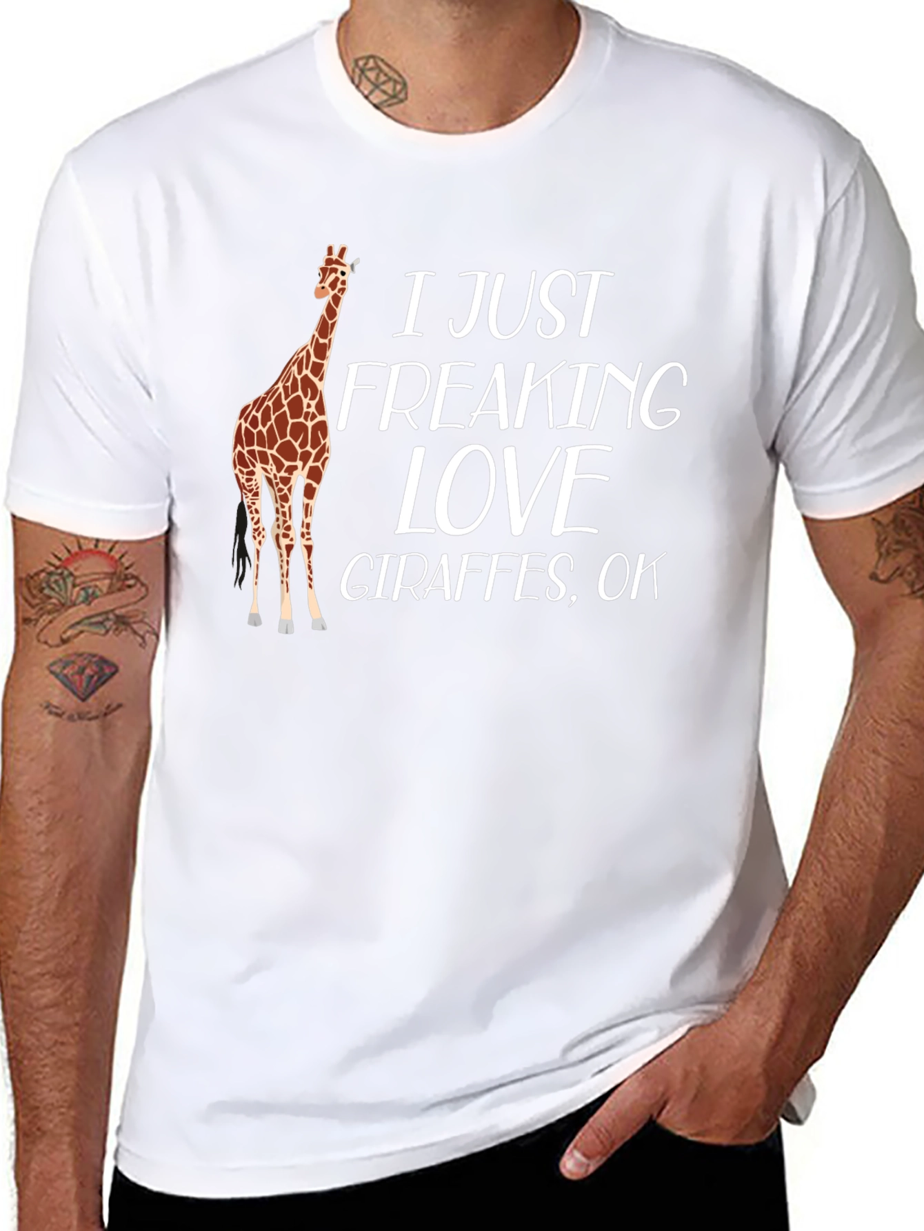 I Love Giraffes Black T-Shirt